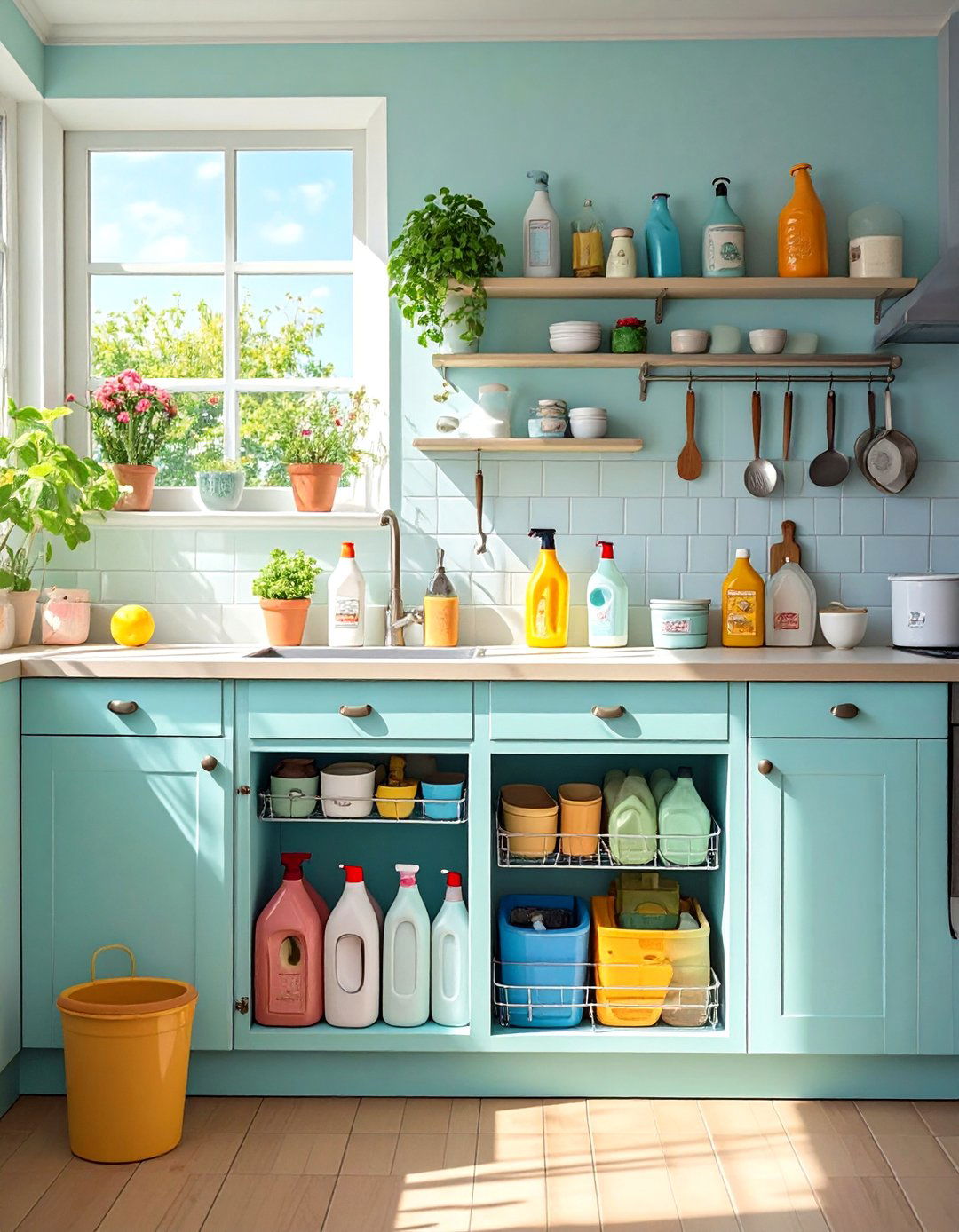 Under Sink Pull Out Organizers - 30 very small kitchen ideas on a budget