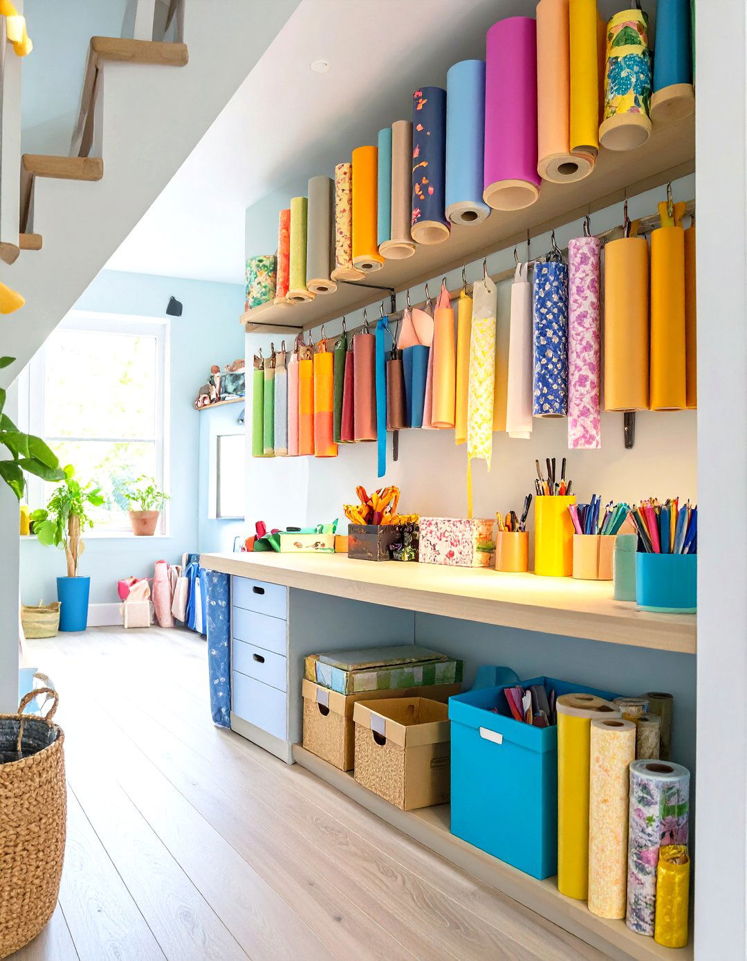 Under Stair Gift Wrapping Station - 30 under stair closet storage ideas