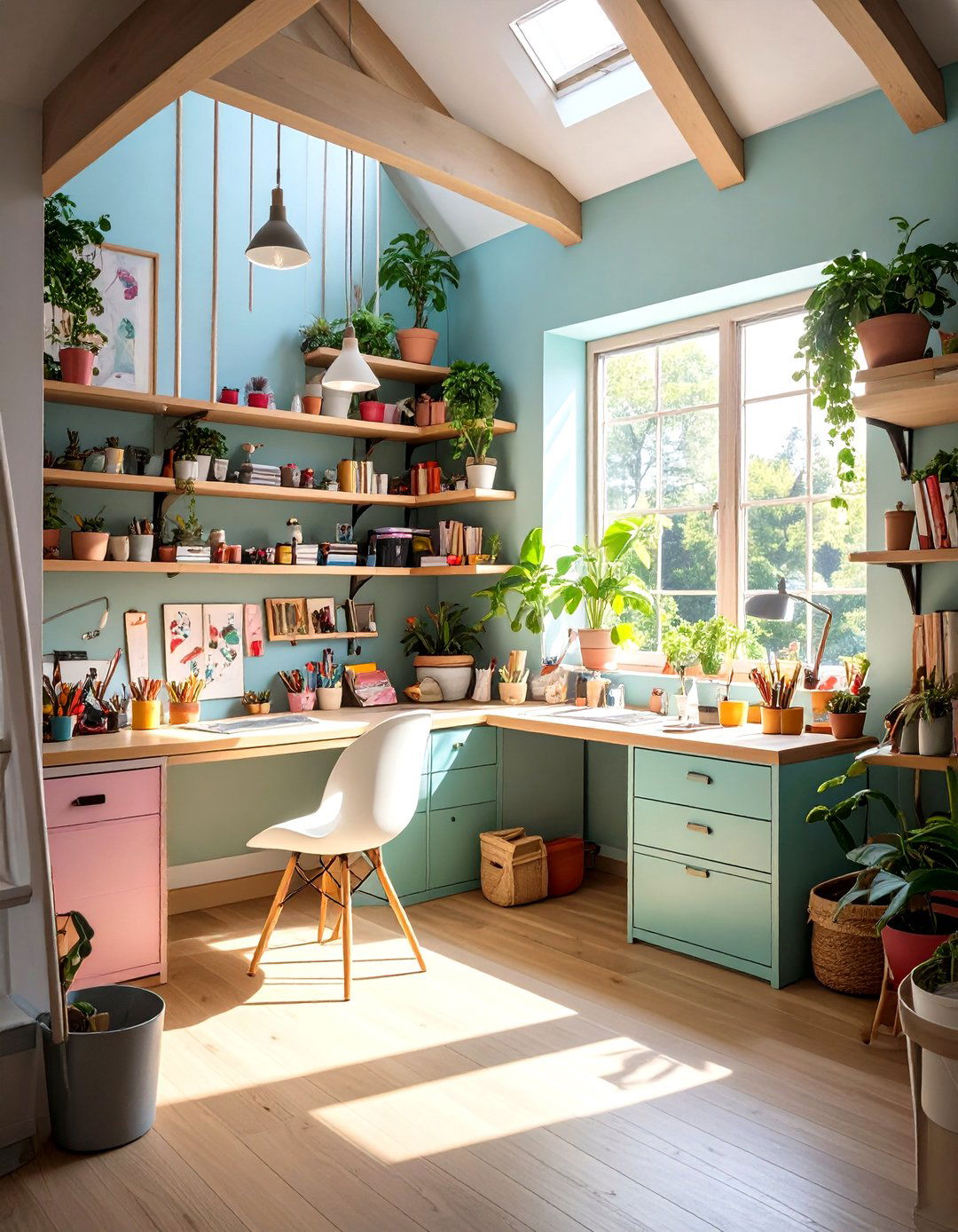 Under Stair Hobby and Craft Station - 30 under stair closet storage ideas
