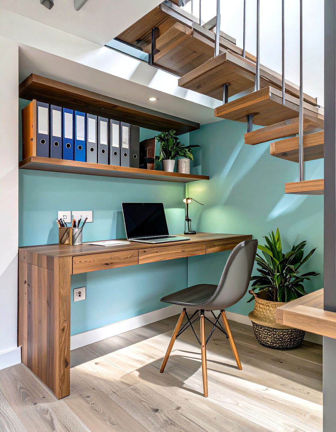 Under Stair Home Office Station - 30 under stair closet storage ideas