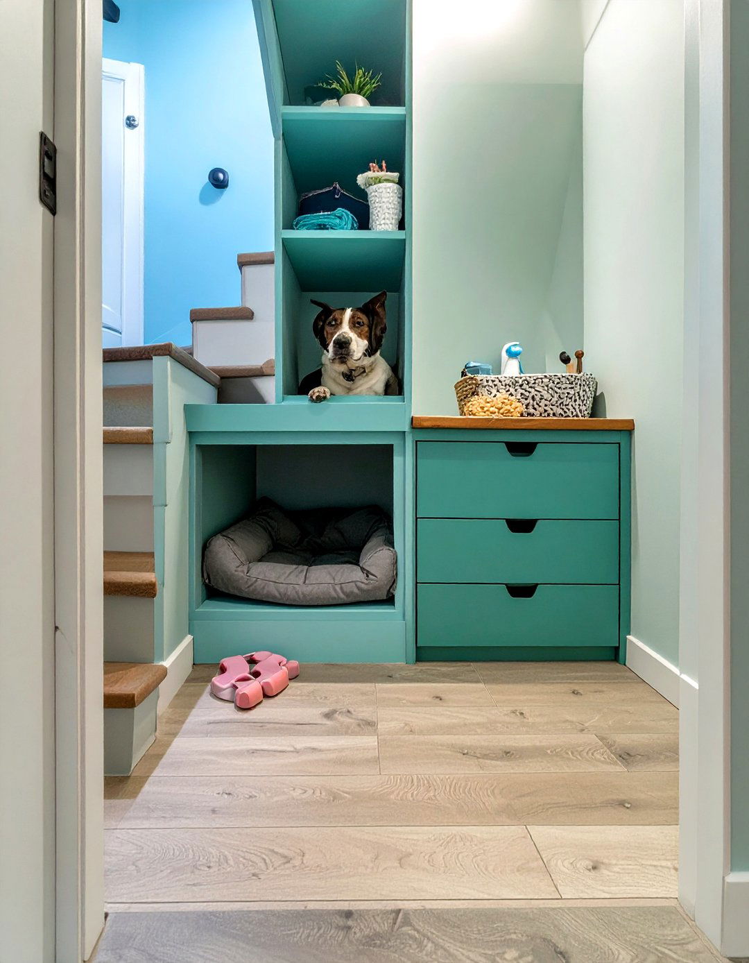 Under Stair Pet Den and Storage - 30 under stair closet storage ideas