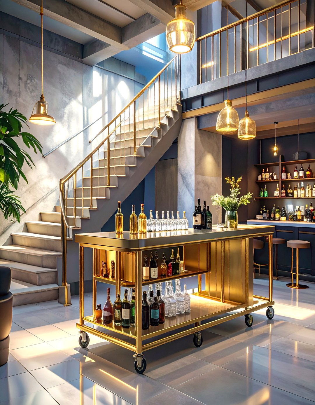 Under Stairs Bar Cart Station - 30 under basement stairs ideas