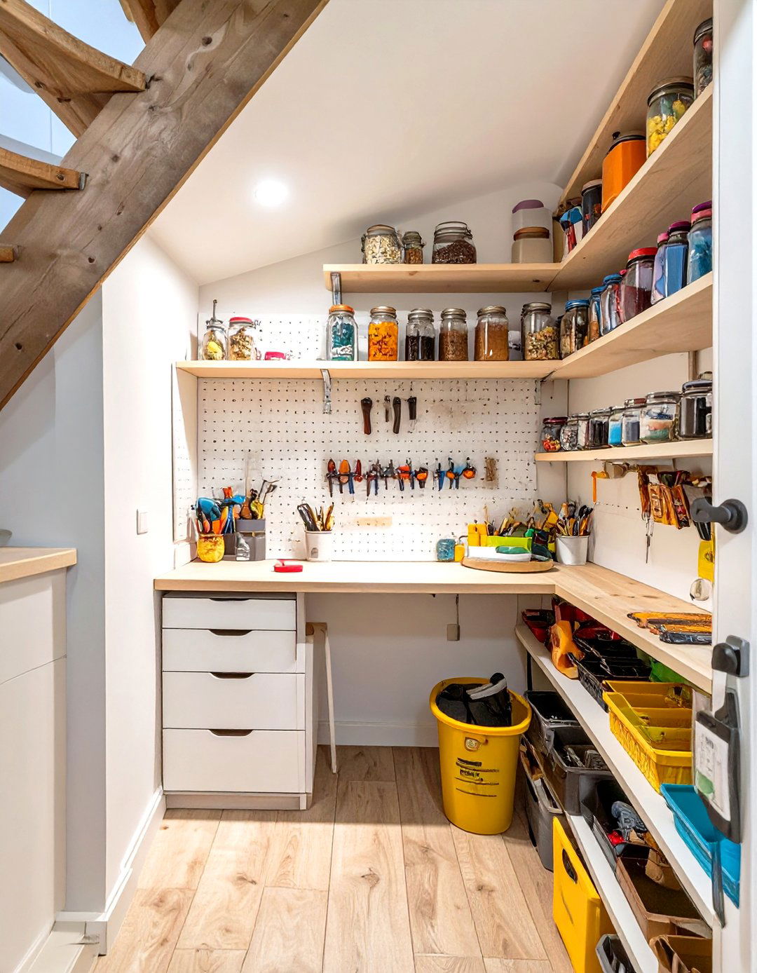 Under Stairs Craft Station - 30 under stairs closet ideas