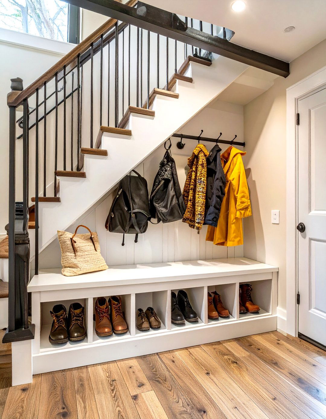 Under Stairs Entryway Drop Zone - 30 under stairs closet ideas
