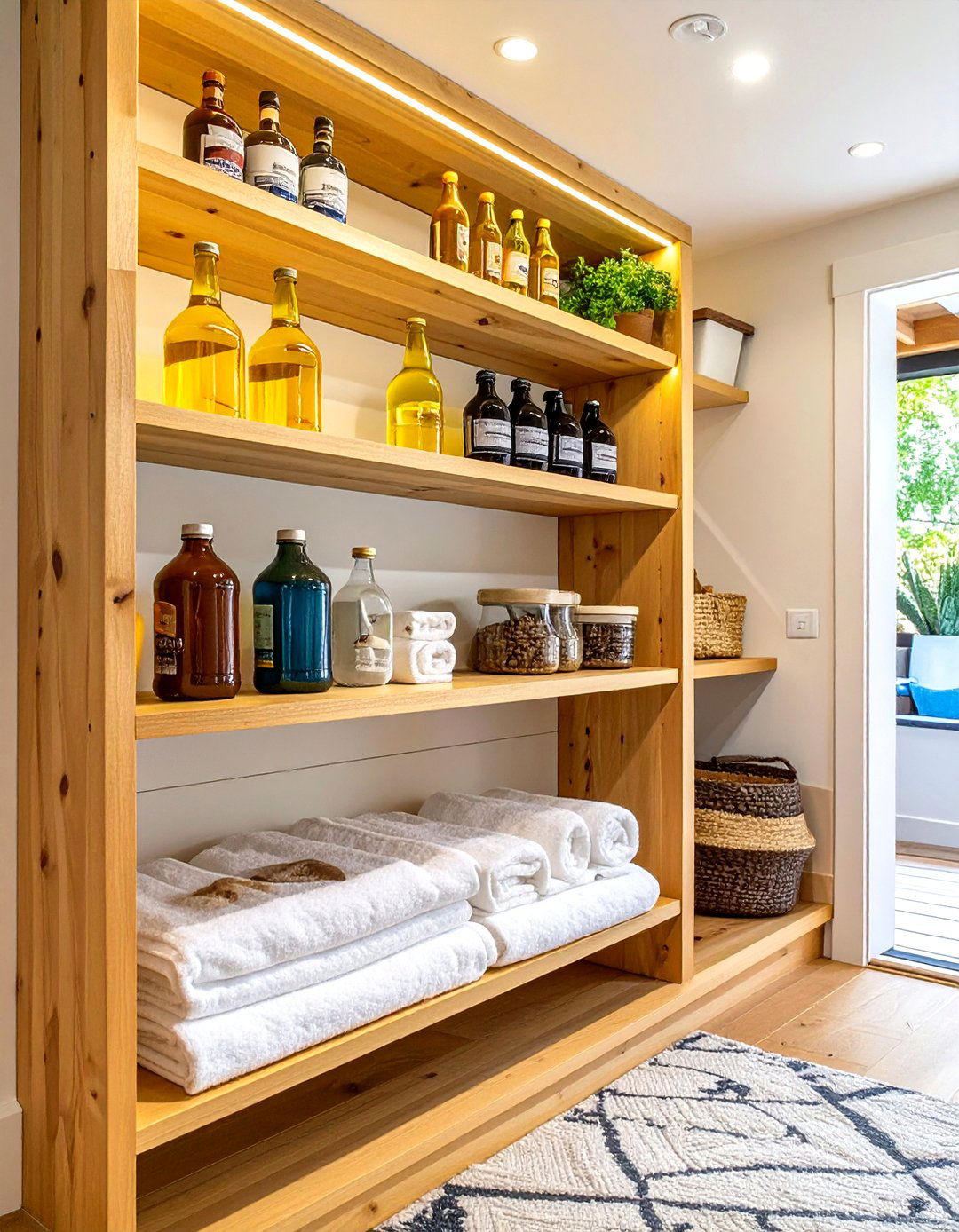 Under Stairs Pantry with Diagonal Shelving - 30 under stairs pantry ideas
