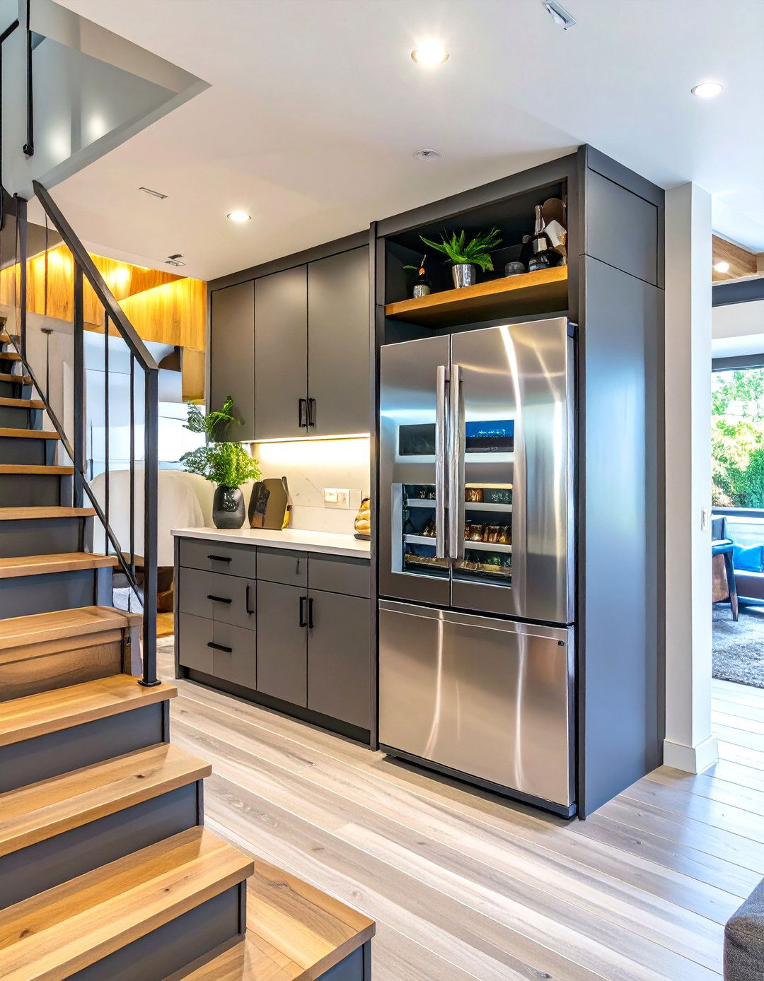 Under Stairs Pantry with Integrated Beverage Fridge - 30 under stairs pantry ideas