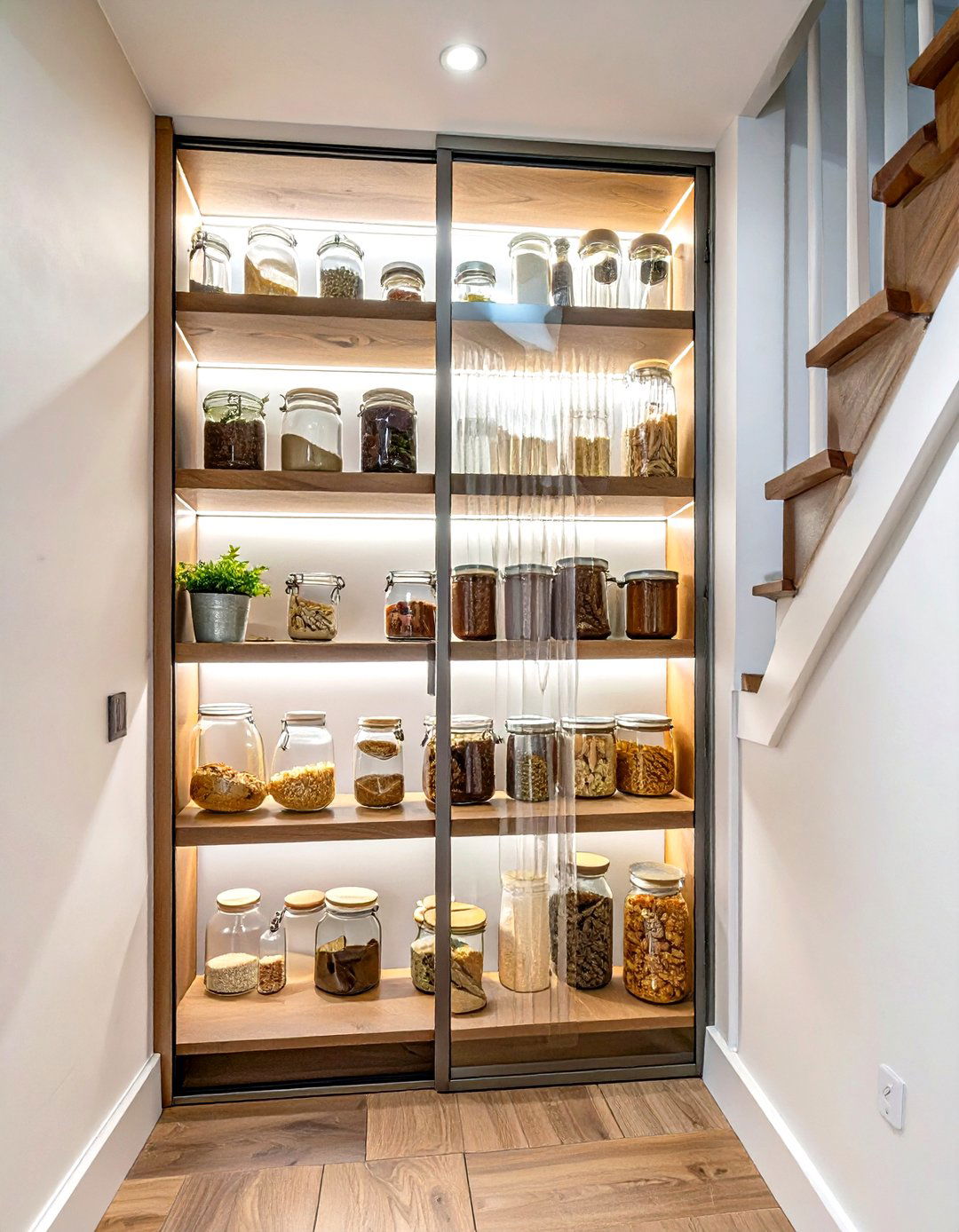 Under Stairs Pantry with a Glass Door - 30 under stairs pantry ideas