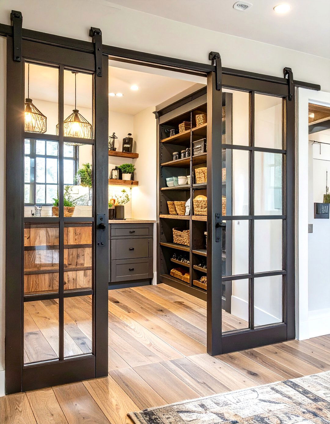 Under Stairs Pantry with a Sliding Barn Door - 30 under stairs pantry ideas