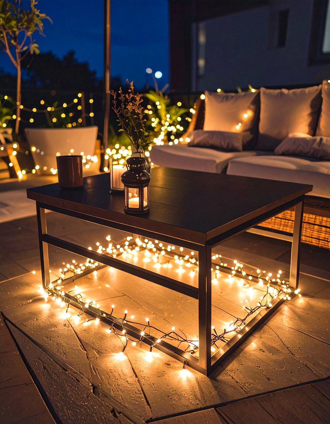 Under Table Mood Lighting - 30 backyard string light ideas