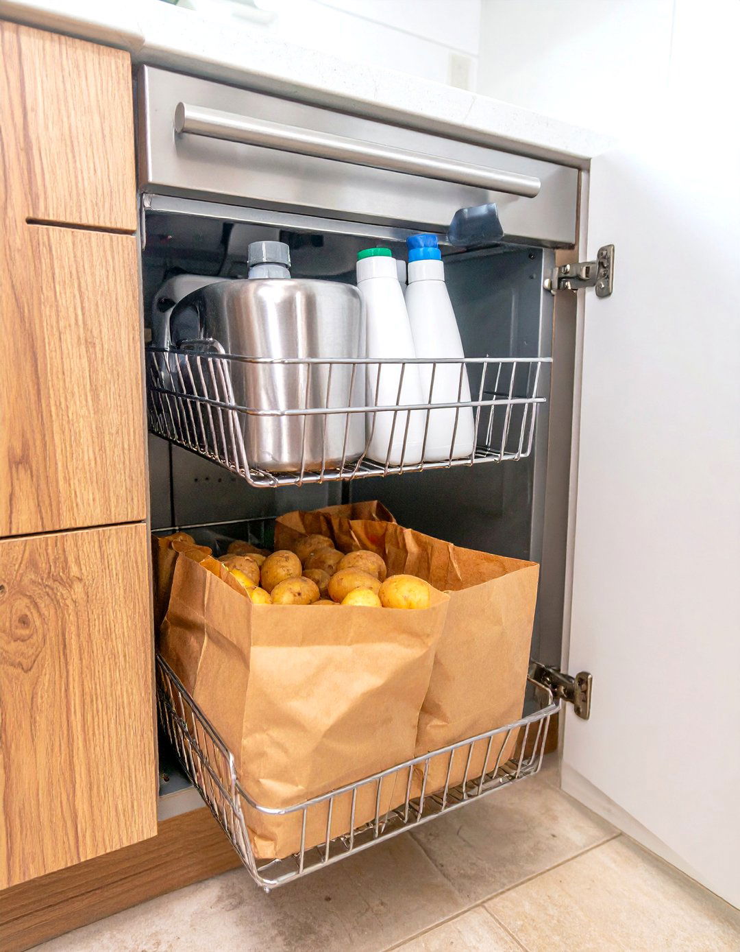 Under the Sink Pull Out Tray Pantry - 30 pantry ideas for small kitchen