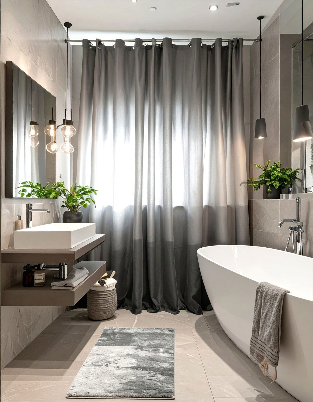 Understated Gray Ombre Shower Curtain - 30 elegant shower curtain ideas