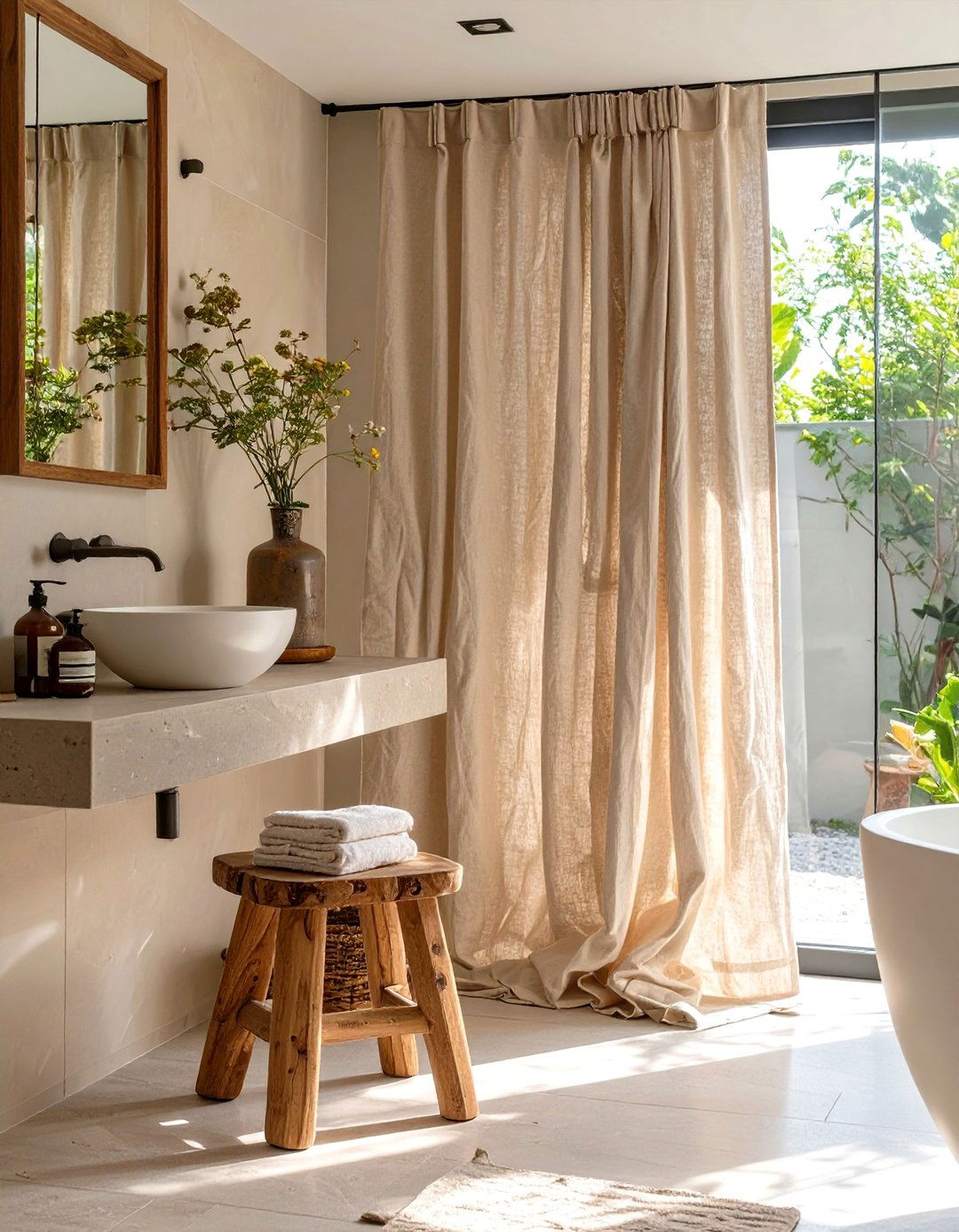 Understated Linen Bathroom - 30 bathroom shower curtain ideas