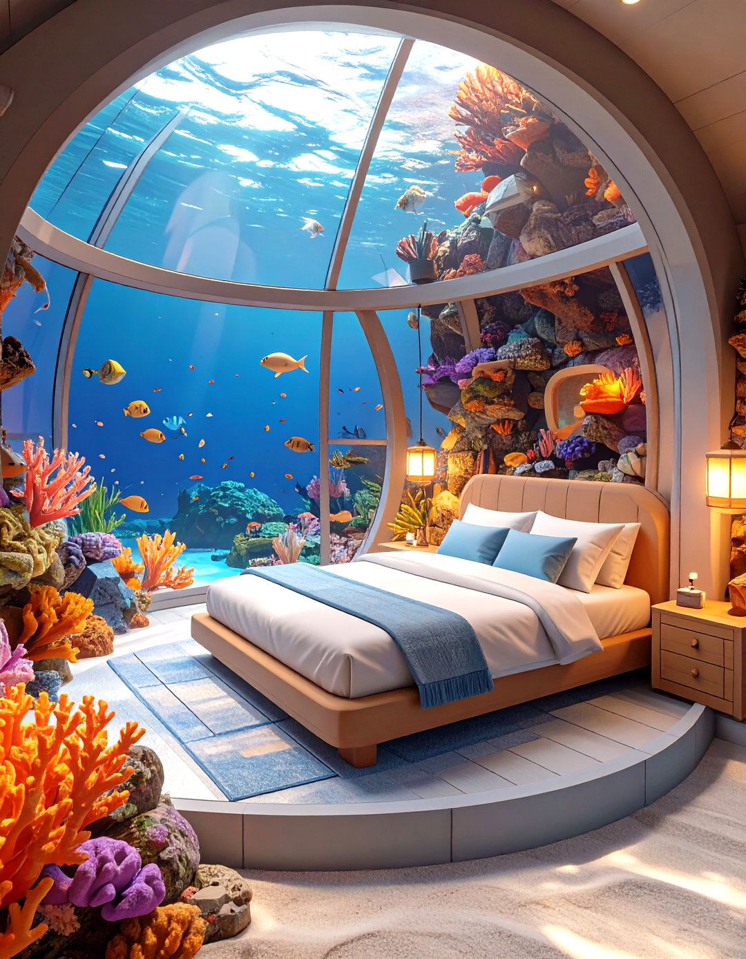 Underwater Observatory Bedroom - 30 interior design minecraft ideas