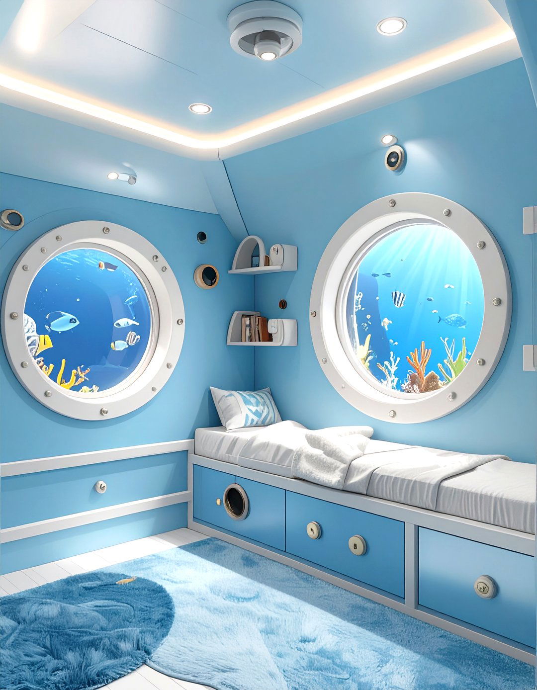 Underwater Submarine Adventure Game Room - 30 game room ideas for kids