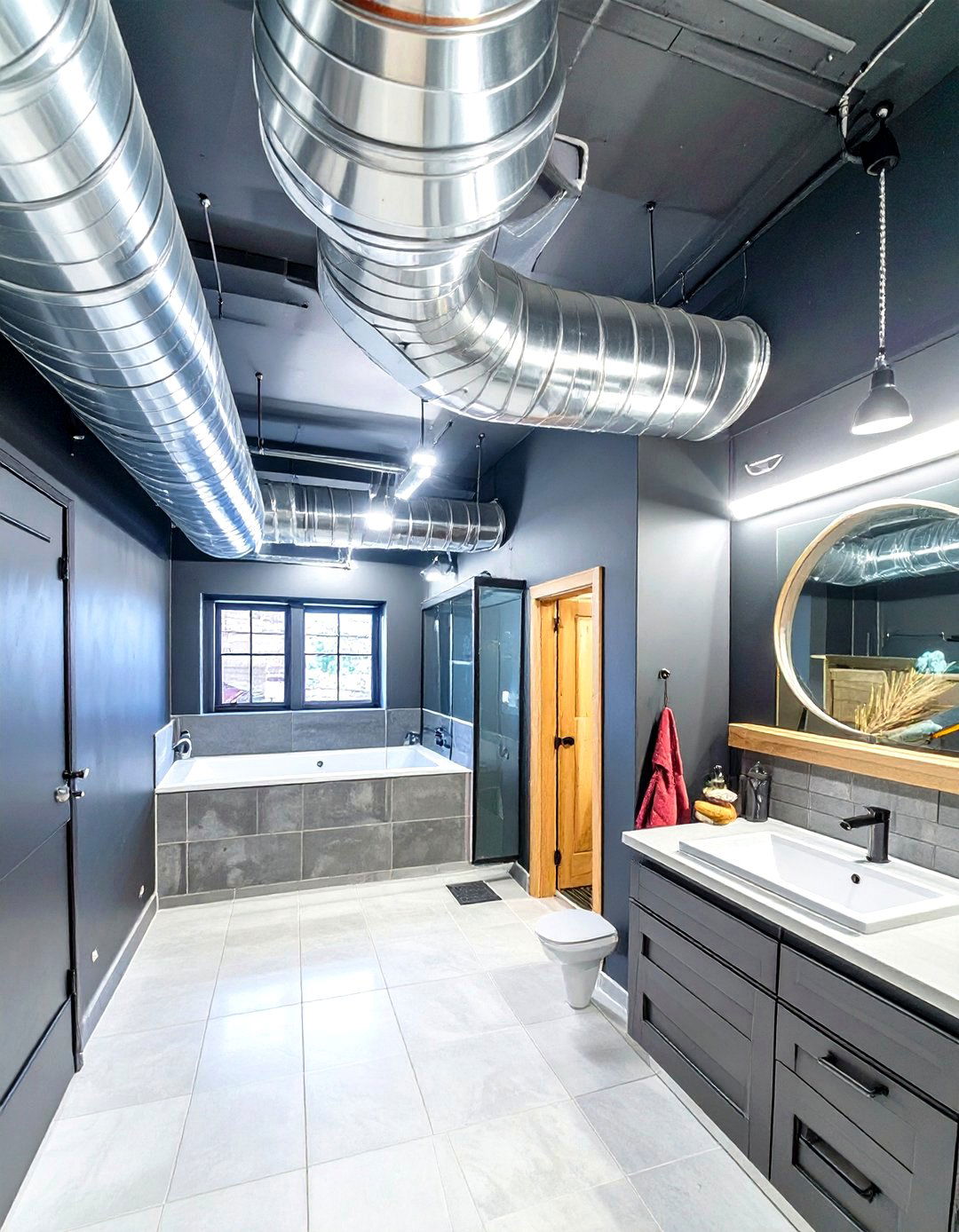 Unfinished Basement Bathroom with Exposed Ductwork - 30 unfinished basement bathroom ideas