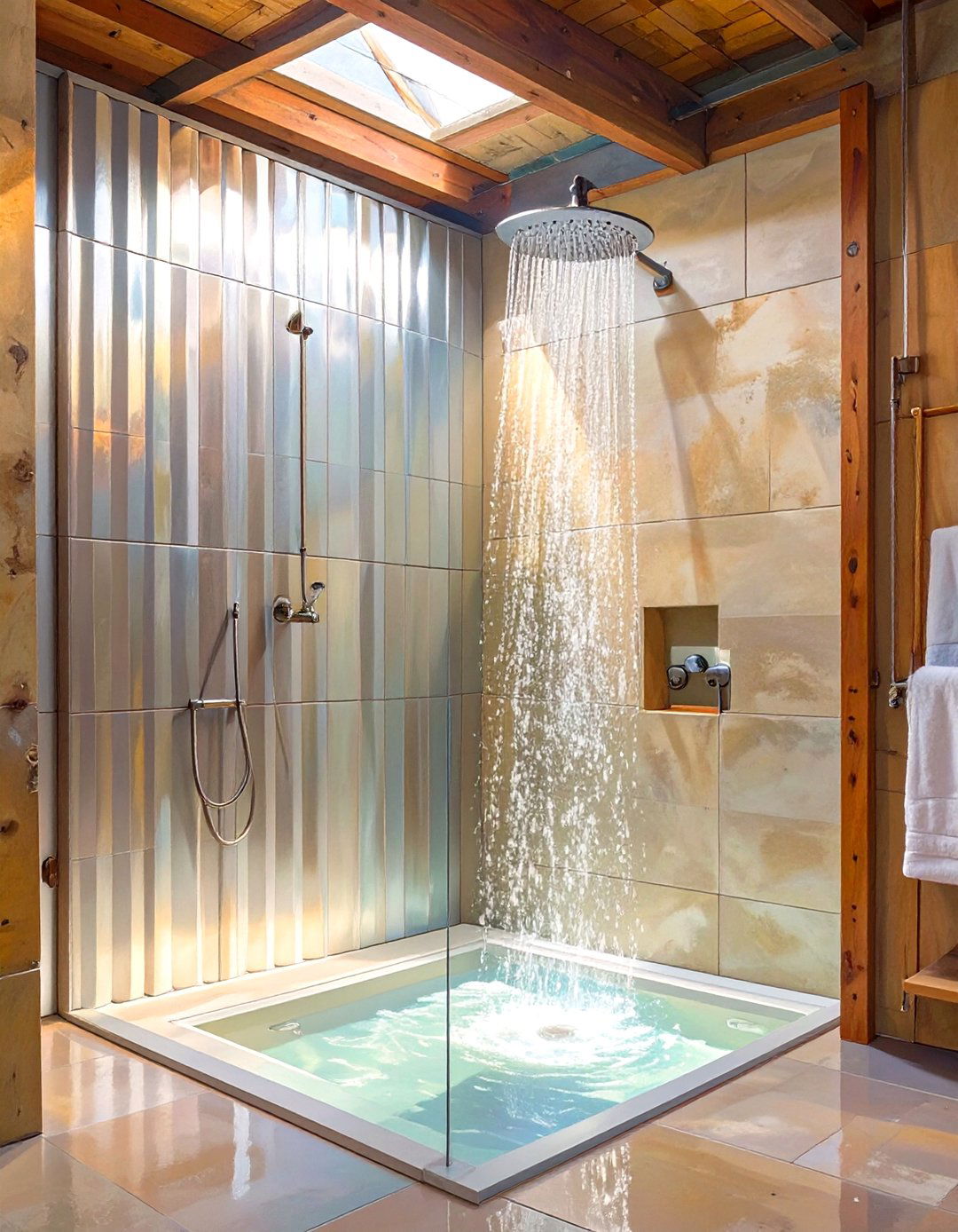 Unfinished Basement Bathroom with a Corrugated Metal Shower - 30 unfinished basement bathroom ideas