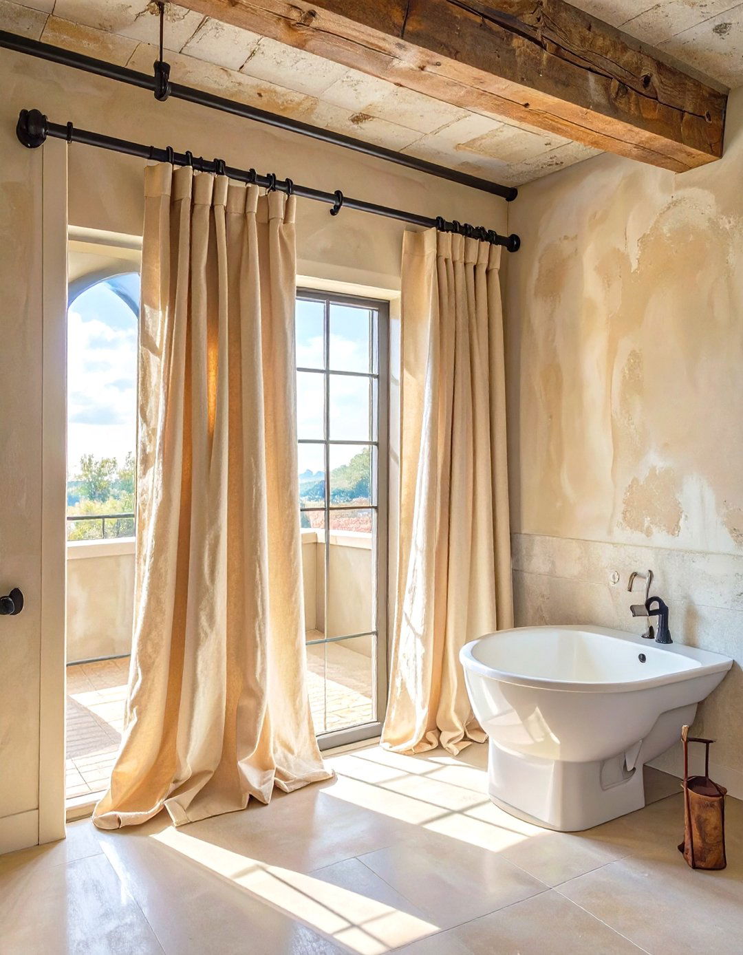 Unfinished Basement Bathroom with a Curtain for Privacy - 30 unfinished basement bathroom ideas