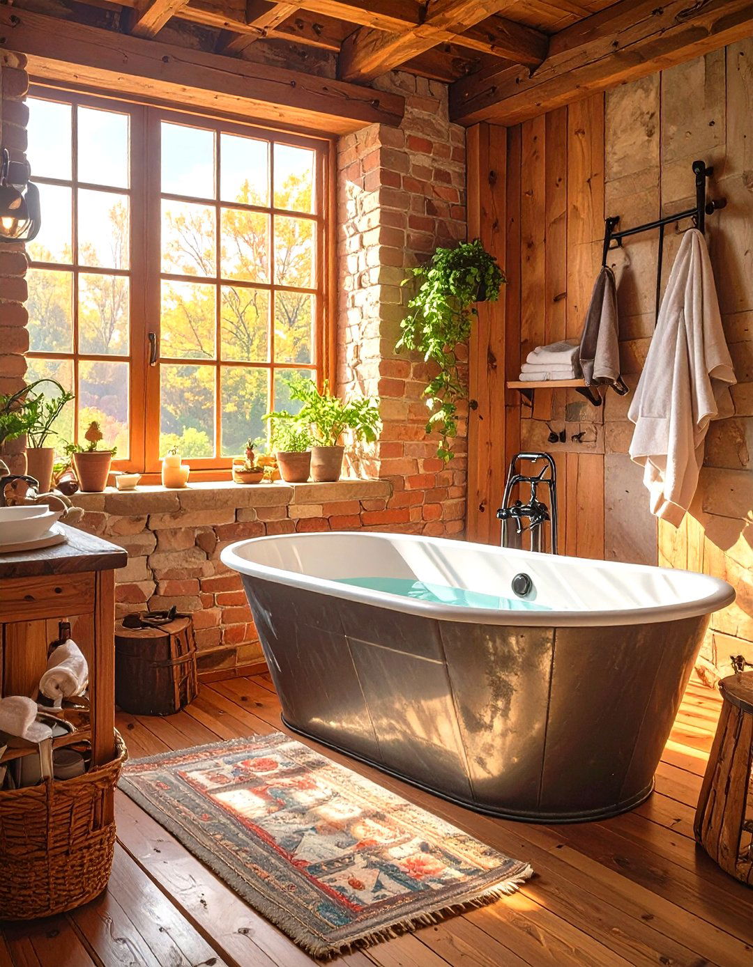 Unfinished Basement Bathroom with a Galvanized Stock Tank Tub - 30 unfinished basement bathroom ideas