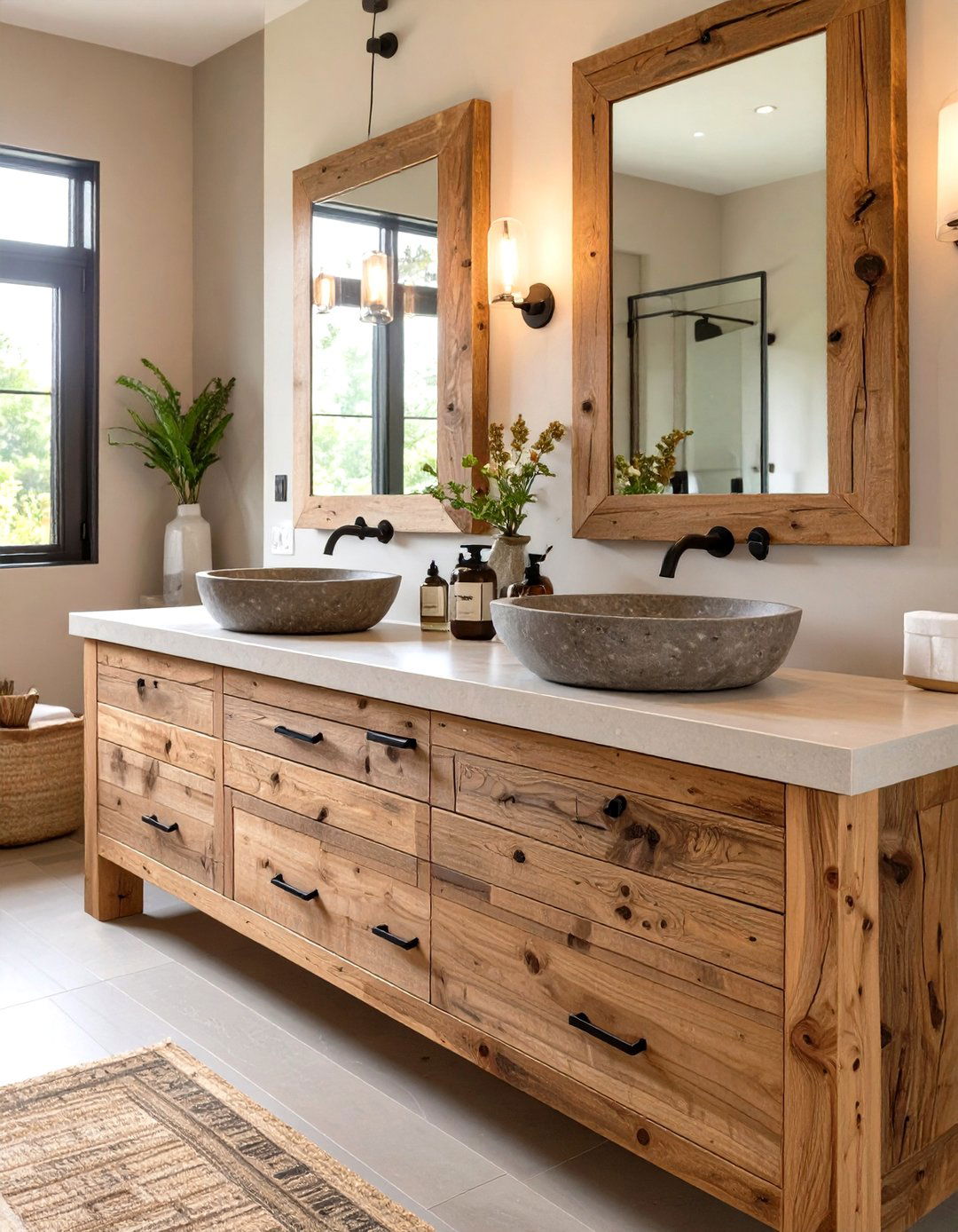 Unfinished Wood Double Vanity - 30 master bathroom double sink vanity ideas