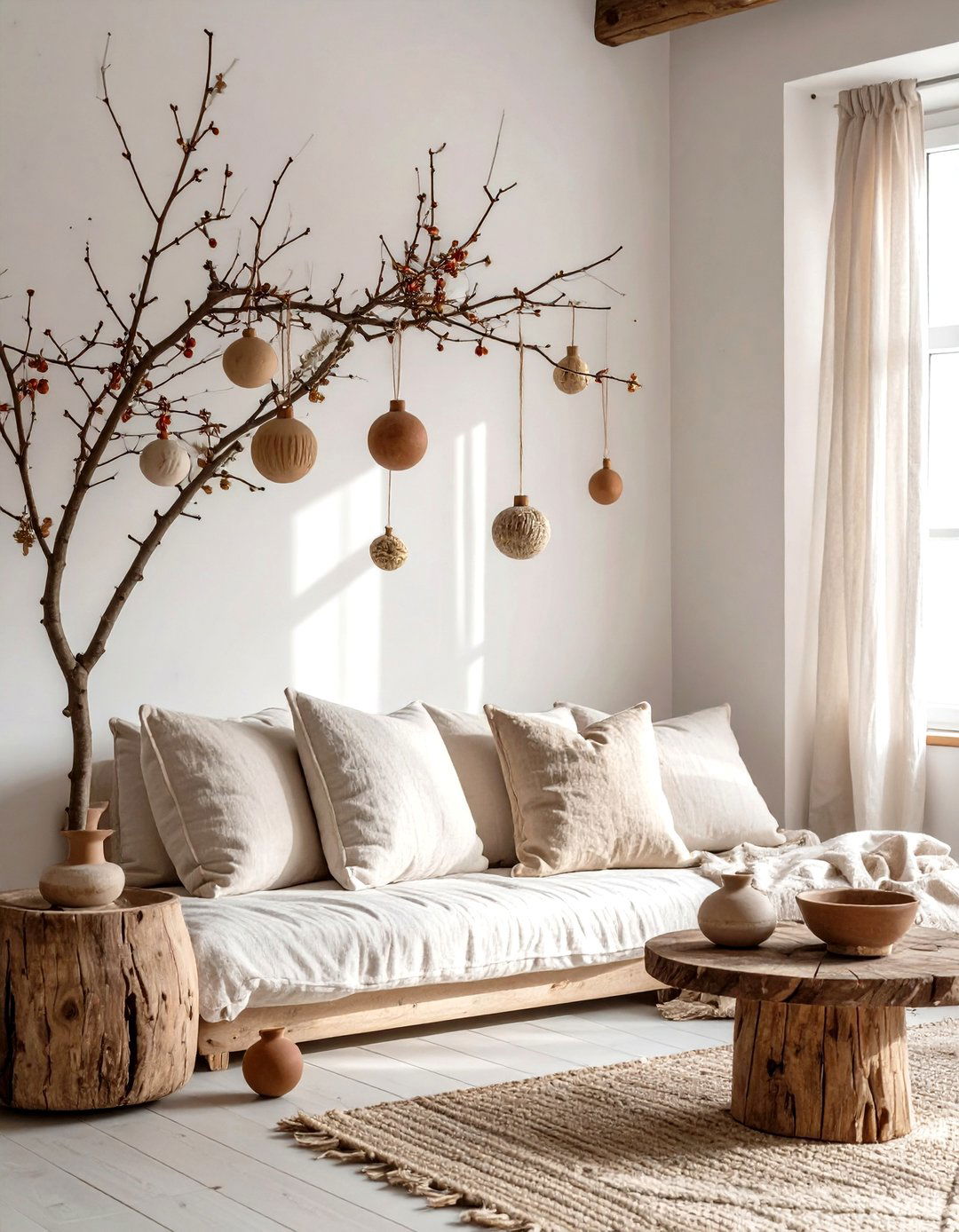 Unfinished and Raw Materials Aesthetic - 30 interior design ideas for holiday decor