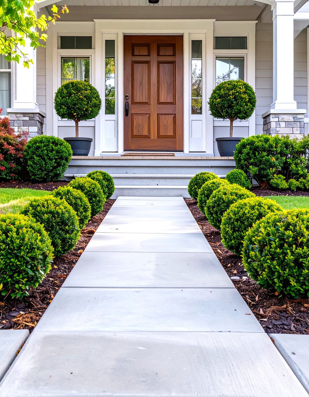 Uniformly Spaced Shrubs - 30 simple front yard landscaping ideas