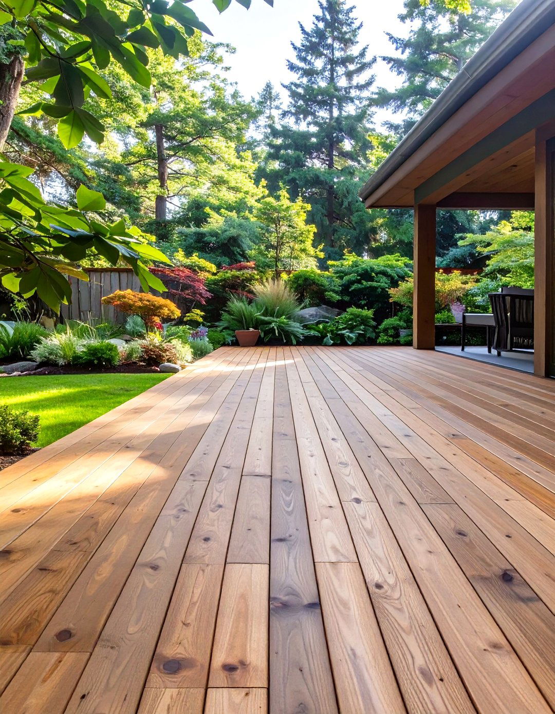 Unstained Natural Cedar Deck - 30 deck color ideas