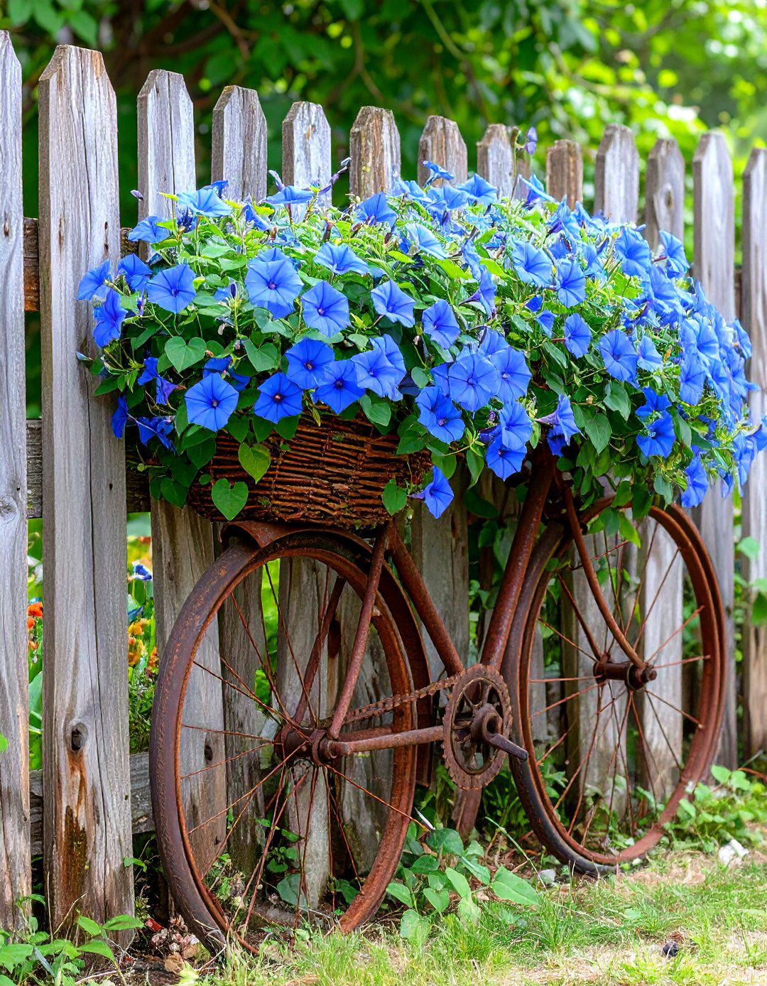 Upcycled Bicycle Wheel Garden Trellis - 30 diy garden trellis ideas