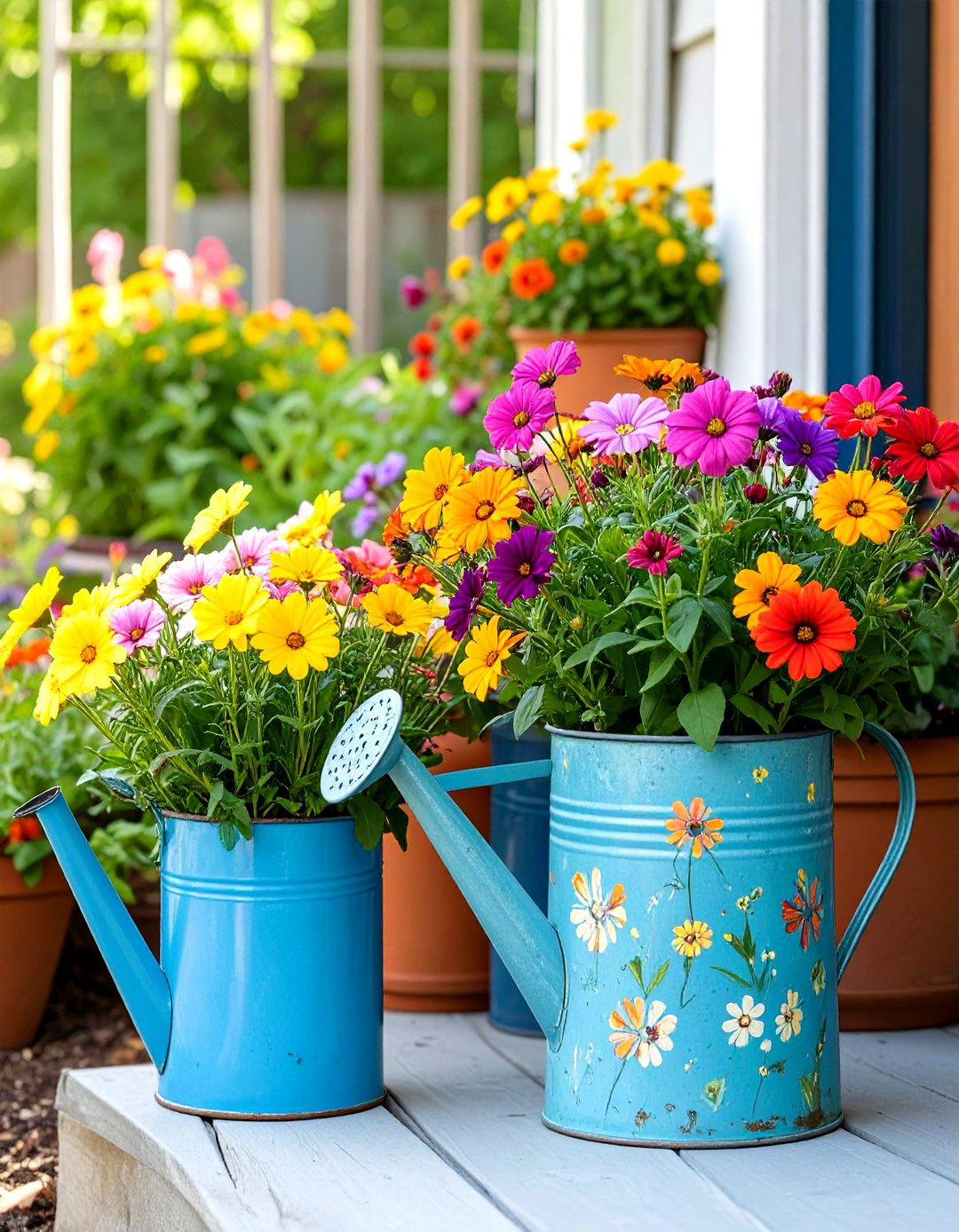 Upcycled Container Garden on the Patio - 30 small patio garden ideas