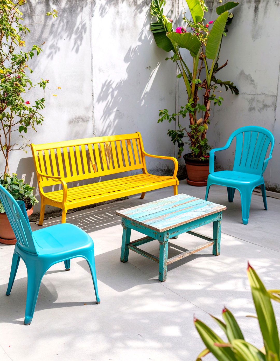 Upcycled Furniture Focus Patio - 30 concrete patio ideas on a budget