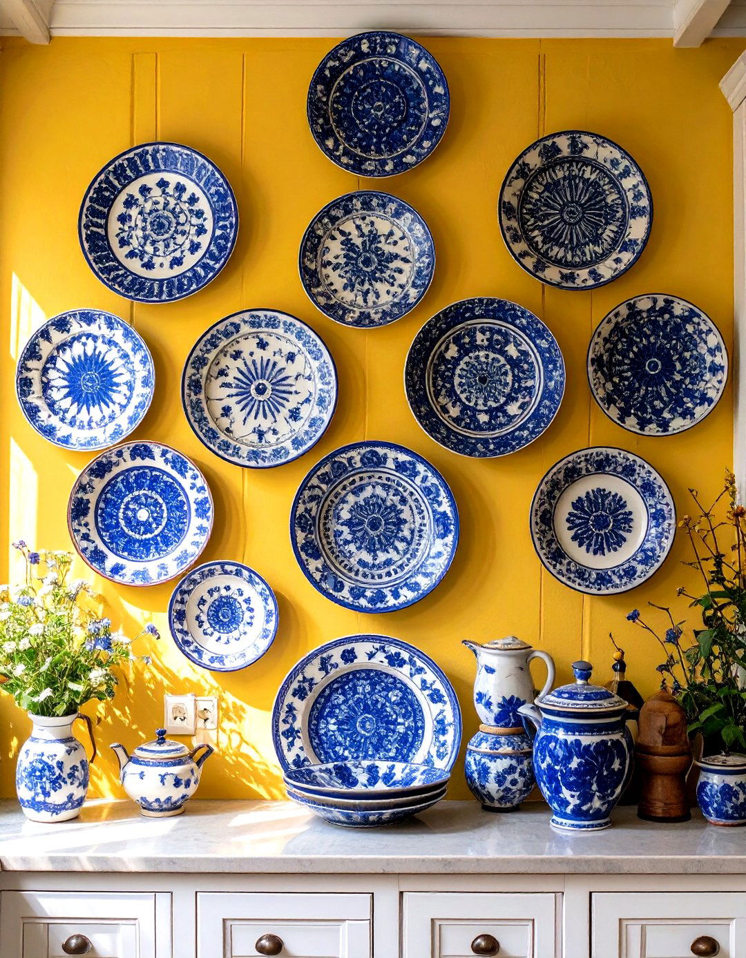 Upcycled Plate Wall - 30 diy wall decor ideas