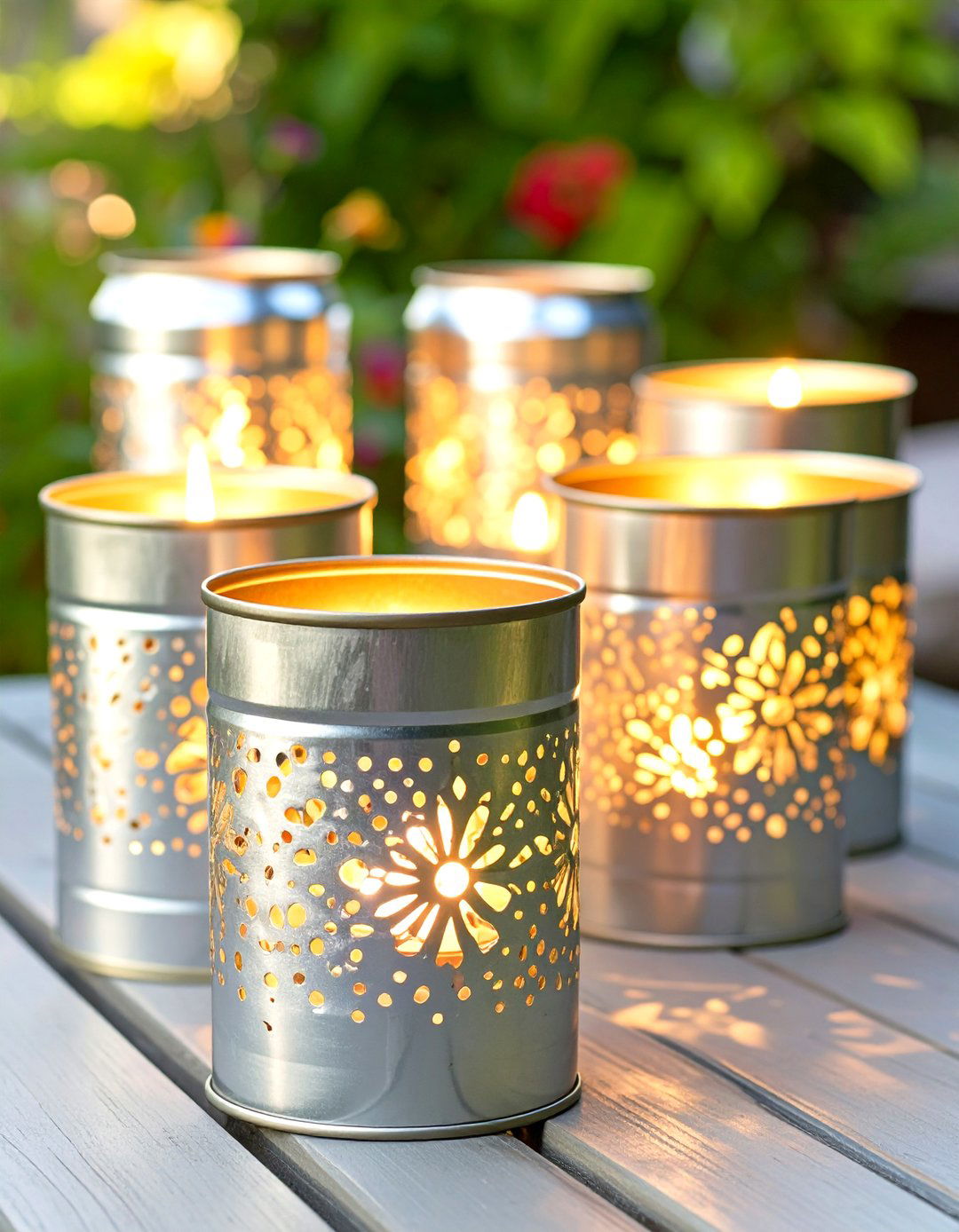 Upcycled Tin Can Lanterns and Votives - 30 outdoor  decorations ideas diy