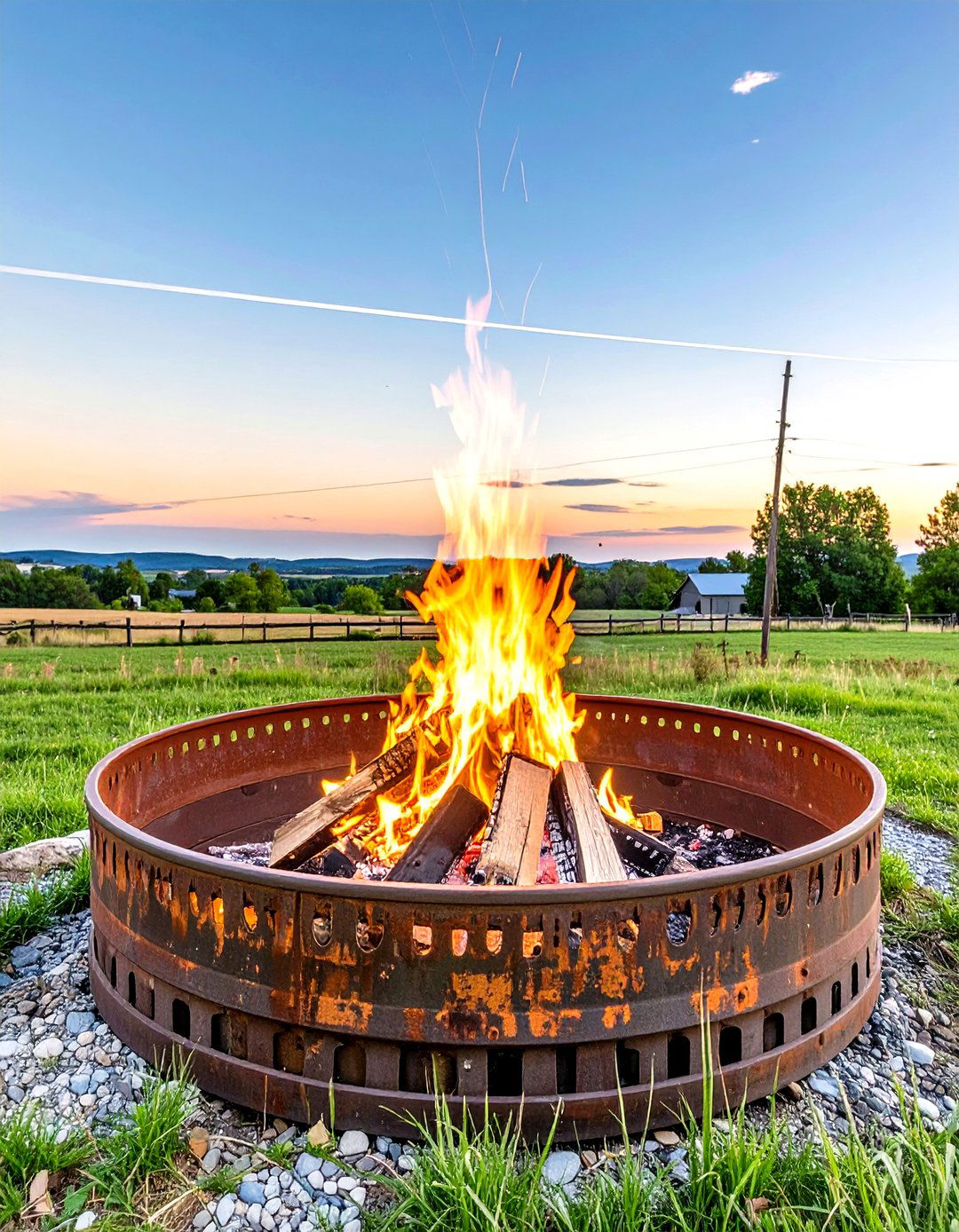 Upcycled Tractor Wheel Rim Fire Pit - 30 simple backyard fire pit ideas