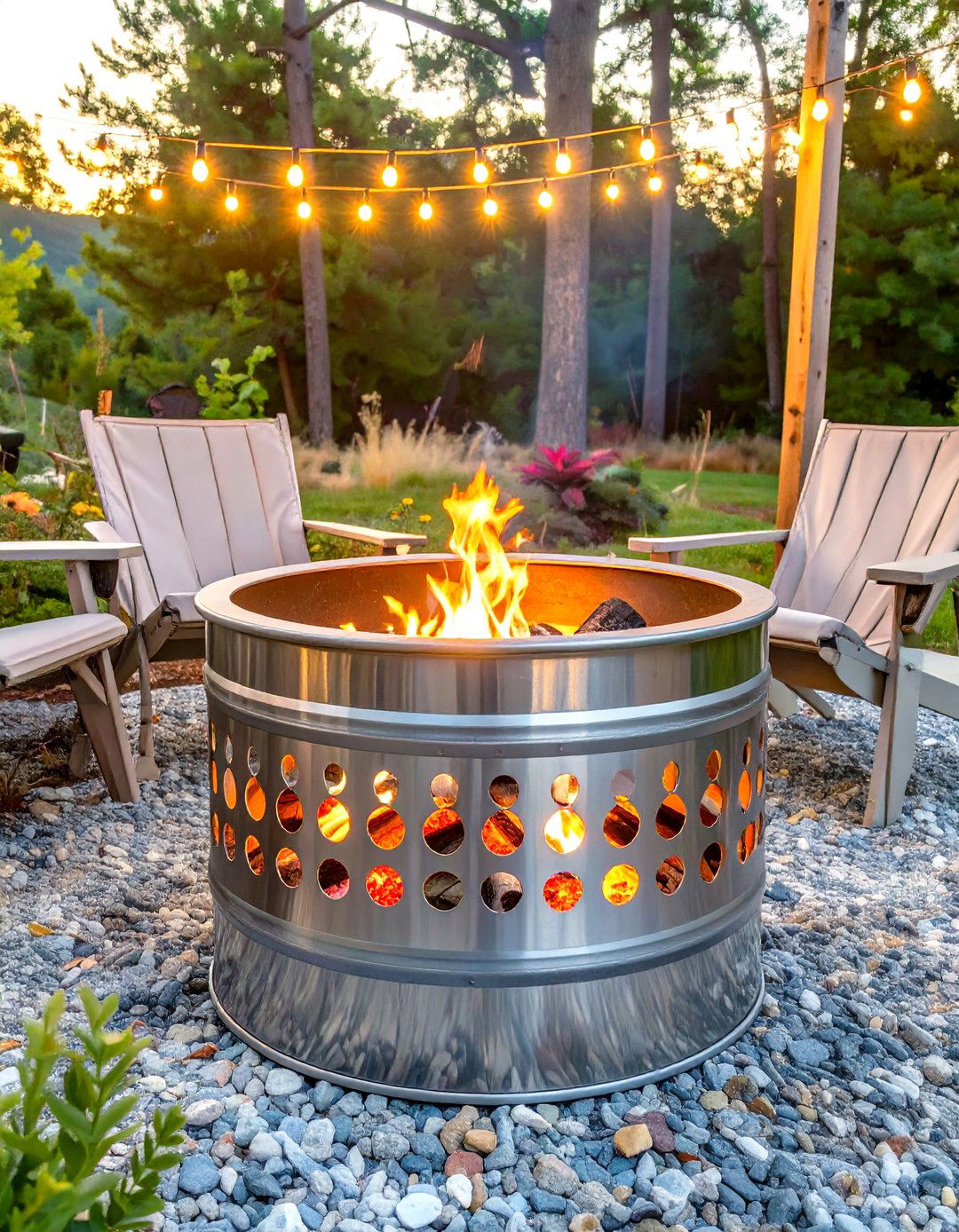 Upcycled Washing Machine Drum Fire Pit - 30 small outdoor fireplace ideas