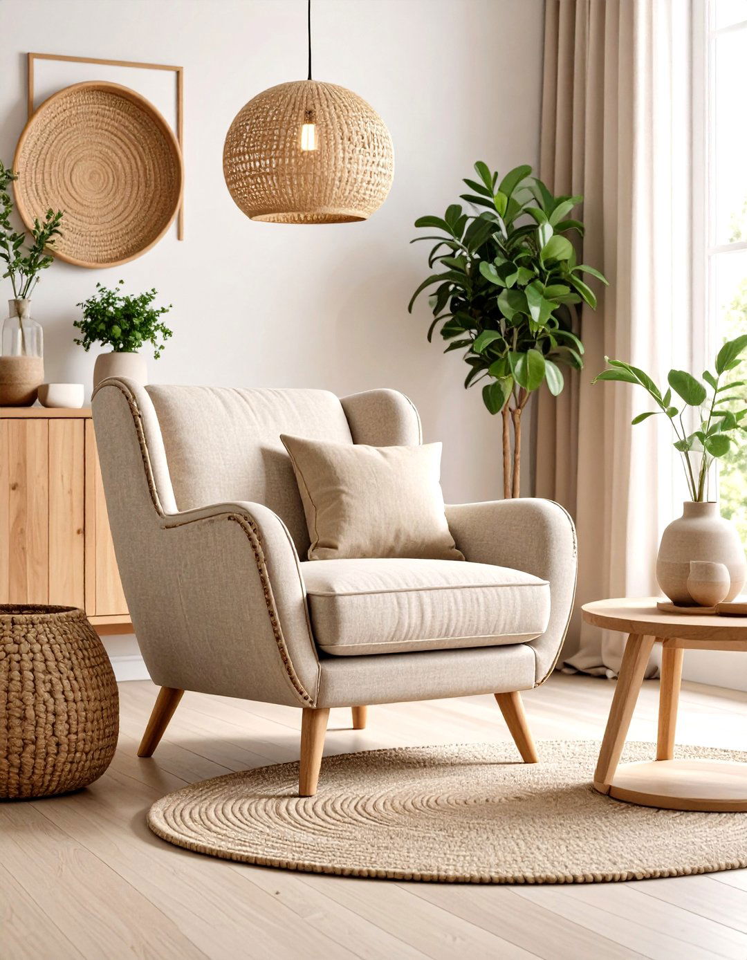 Upholstered Armchairs with Rolled Arms - 30 pottery barn living room ideas