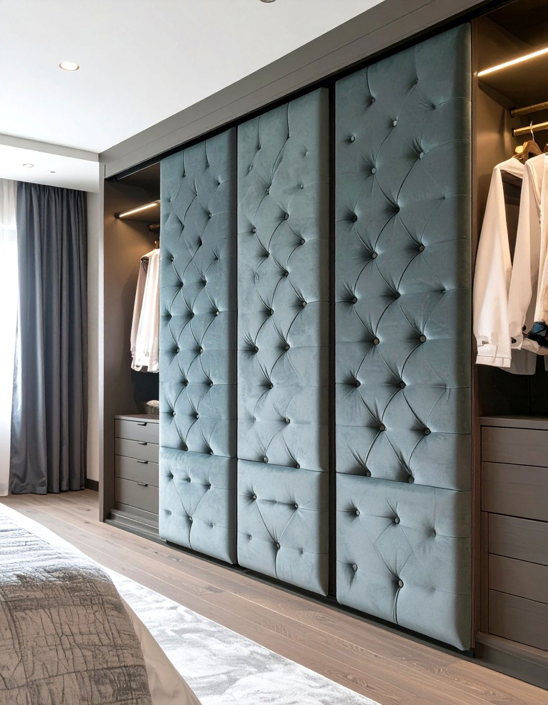 Upholstered Fabric Panel Sliding Closet Doors - 30 sliding closet door ideas