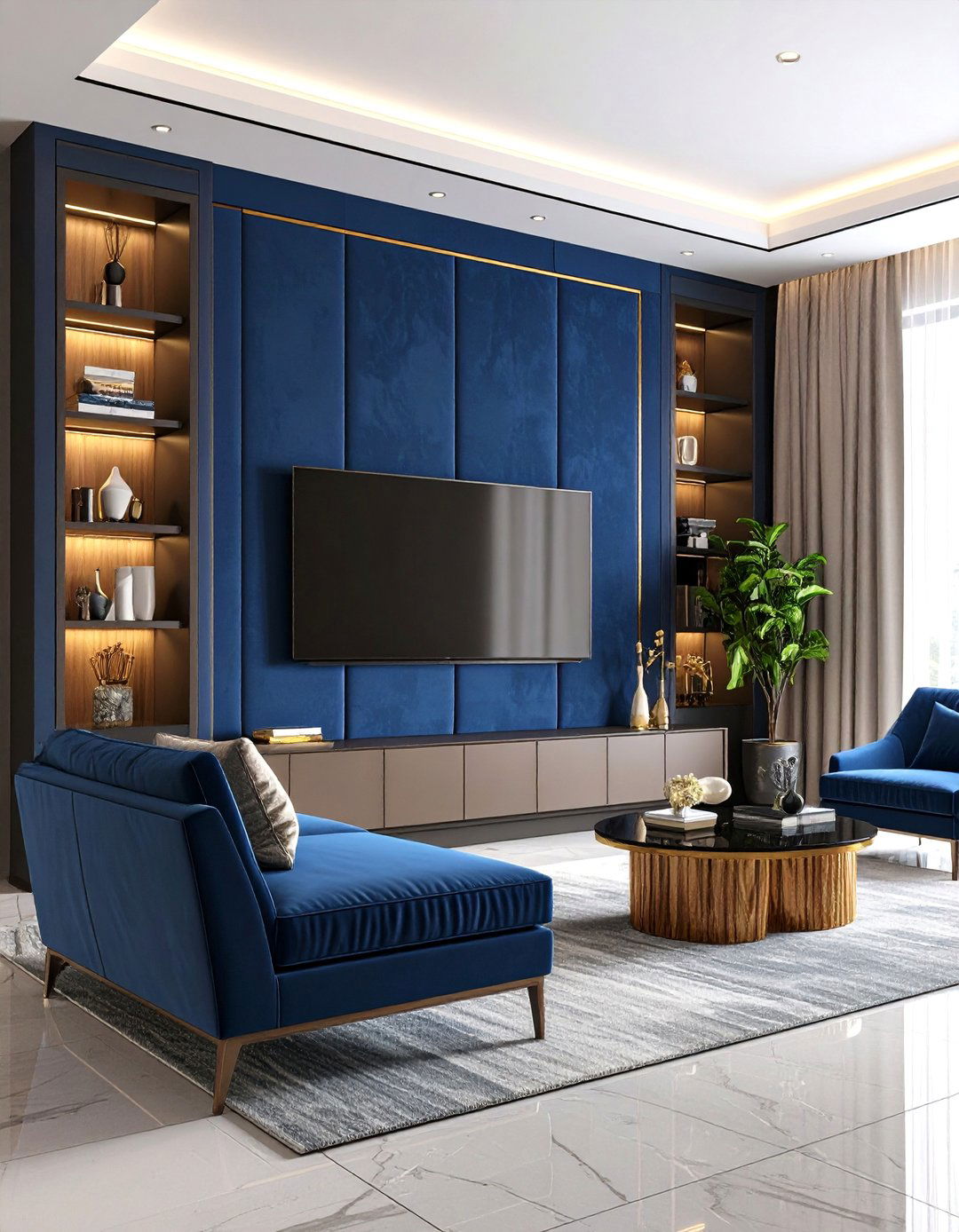 Upholstered Wall Panels - 30 accent wall behind tv ideas