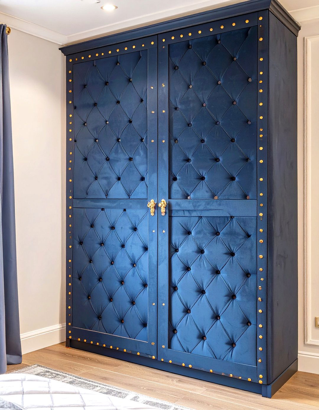 Upholstered with Nailhead Trim - 30 diy closet door ideas