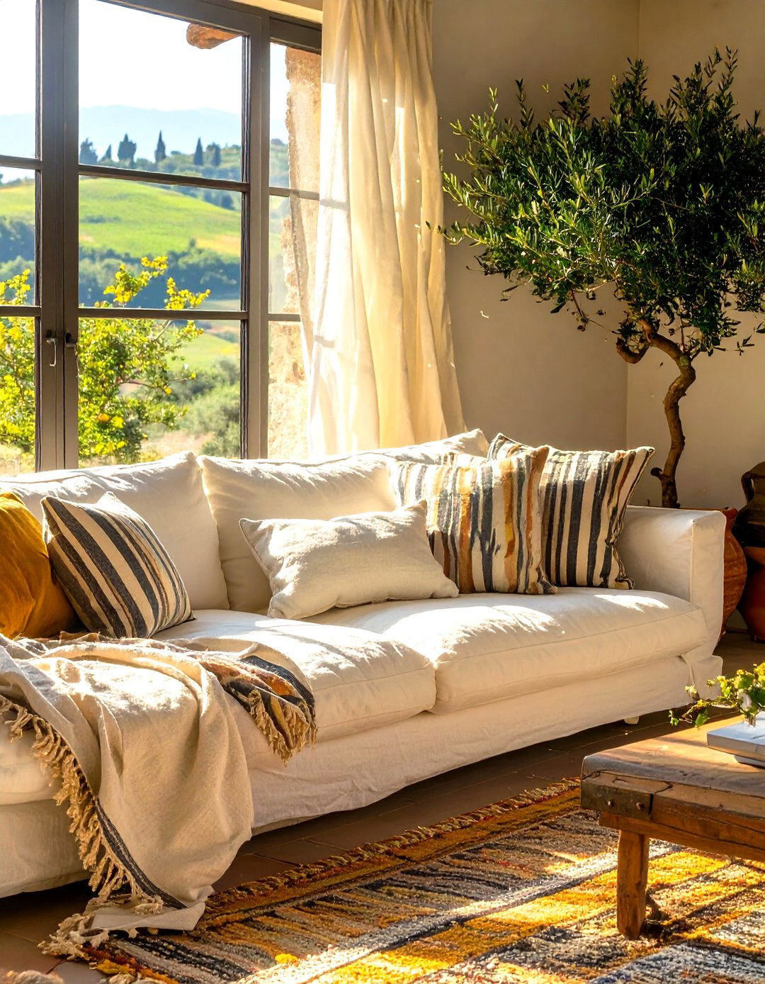 Upholstery with Natural Fabrics - 30 tuscan interior design ideas