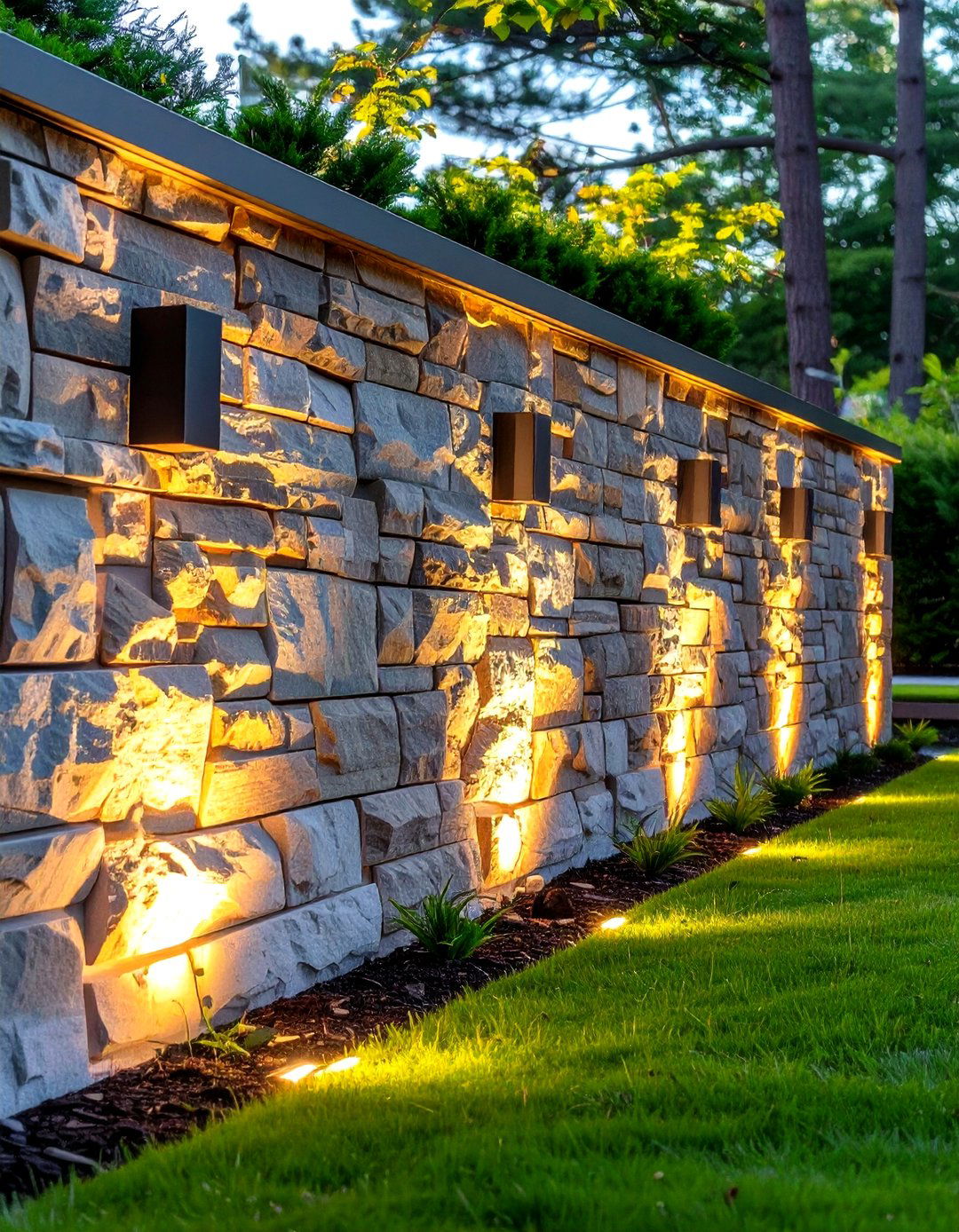 Uplighting Fence Panels from the Ground - 30 outdoor fence lighting ideas
