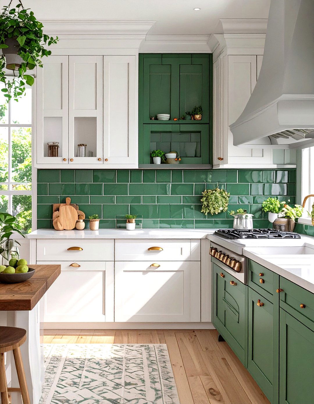 Upper Cabinets Matching the Backsplash Tile - 30 two tone kitchen cabinet ideas