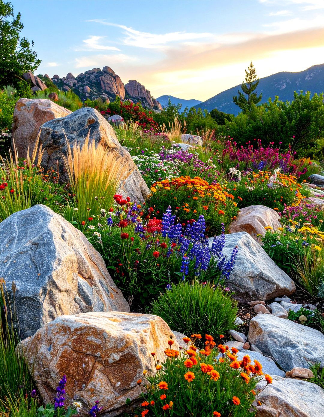 Upright Boulder Border - 30 landscape border ideas