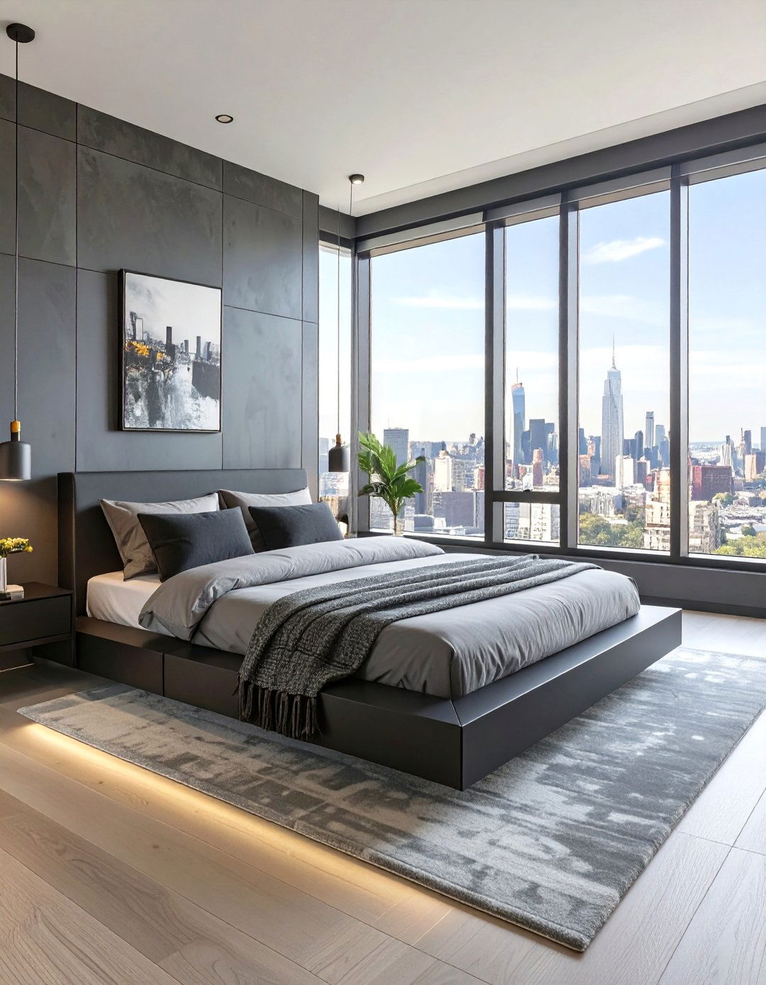 Urban Chic Bedroom with a View - 30 black and grey bedroom ideas
