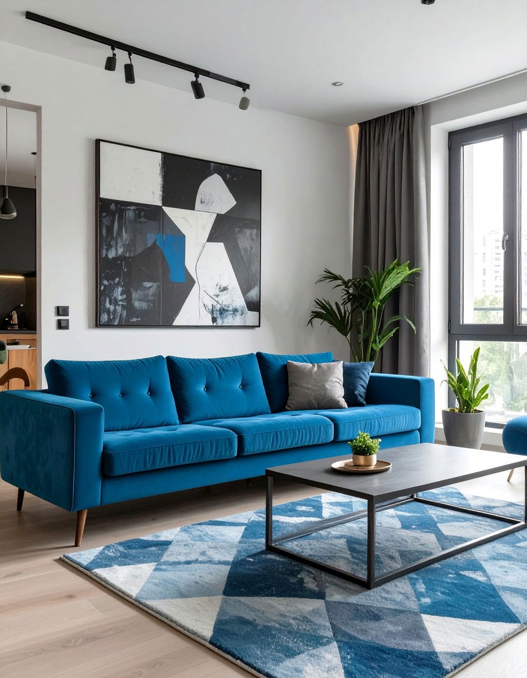 Urban Chic Living Room - 30 blue couch living room ideas