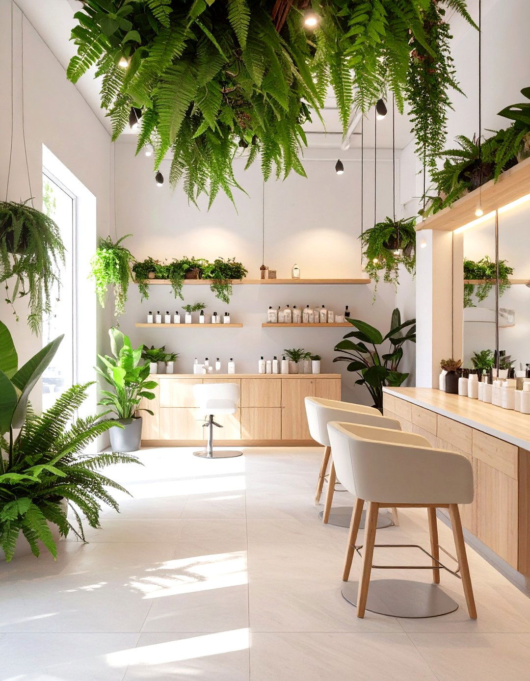 Urban Jungle Salon Oasis - 30 low budget beauty salon interior design ideas