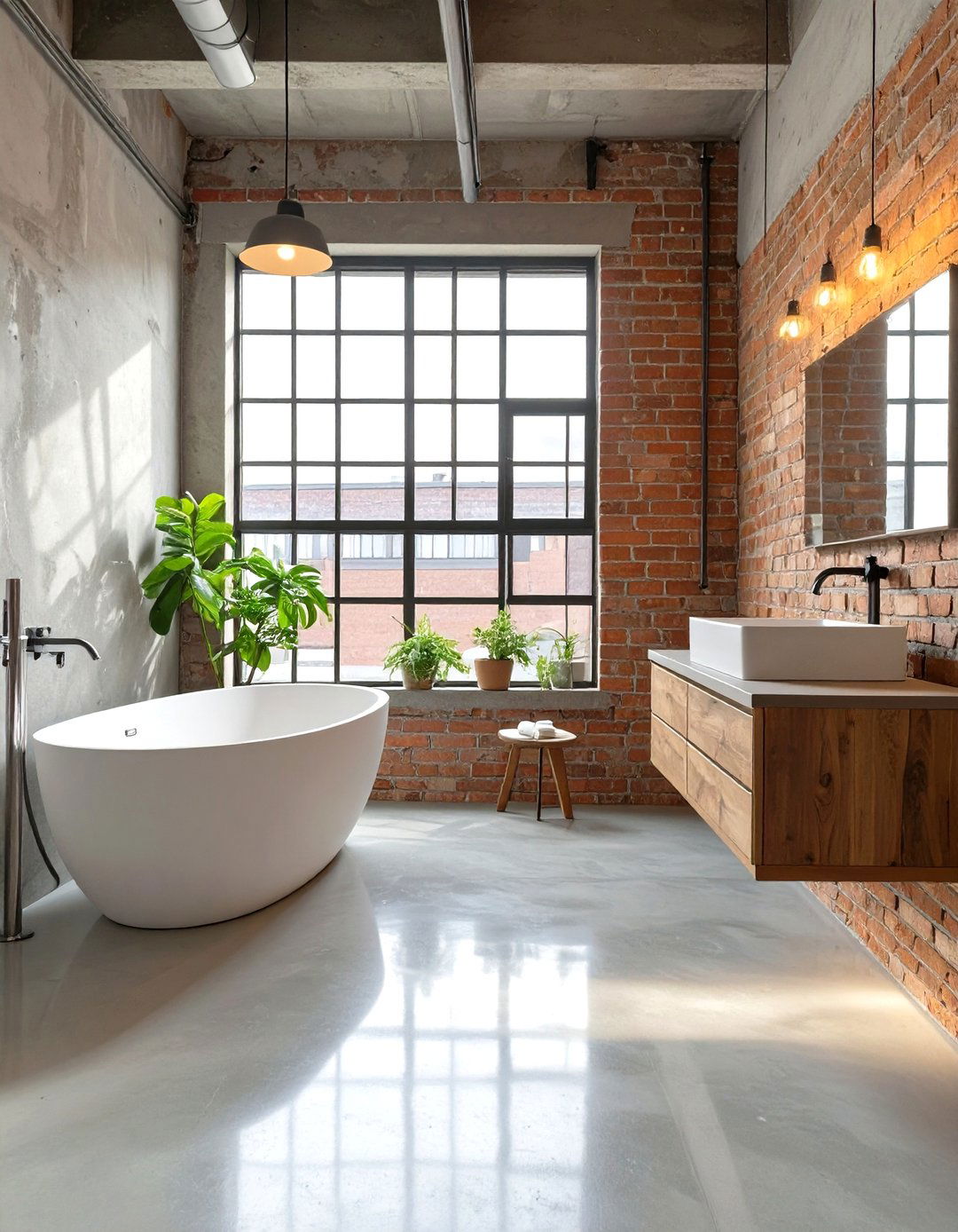 Beautiful view of Rustic Modern Urban Loft Bathroom Decor