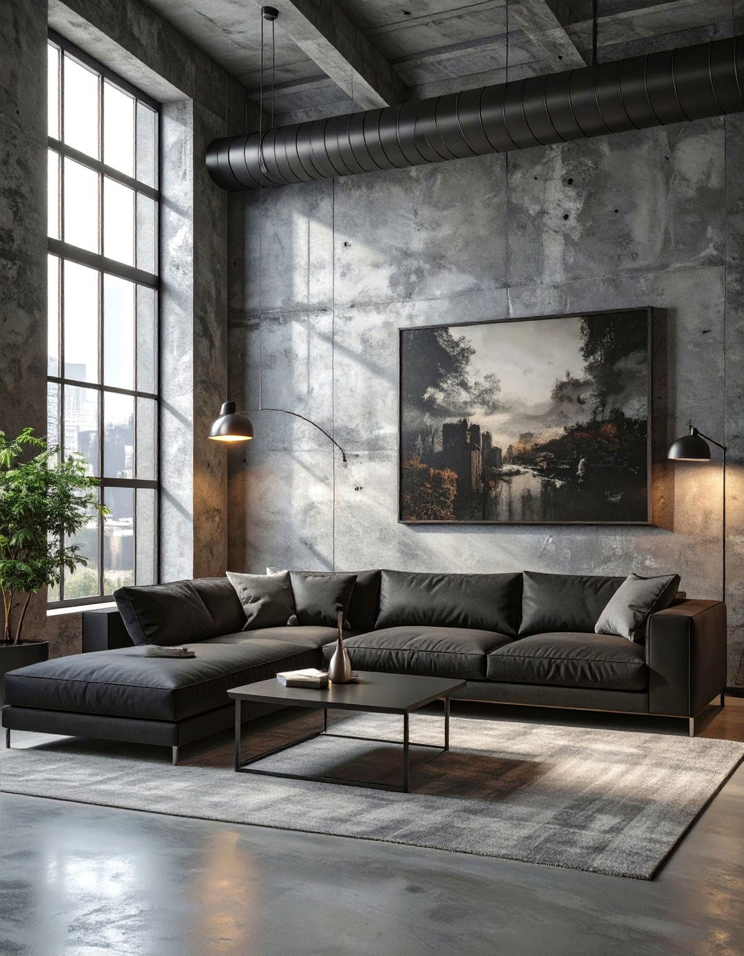 Urban Loft Black and Grey Living Room - 30 black and grey living room ideas