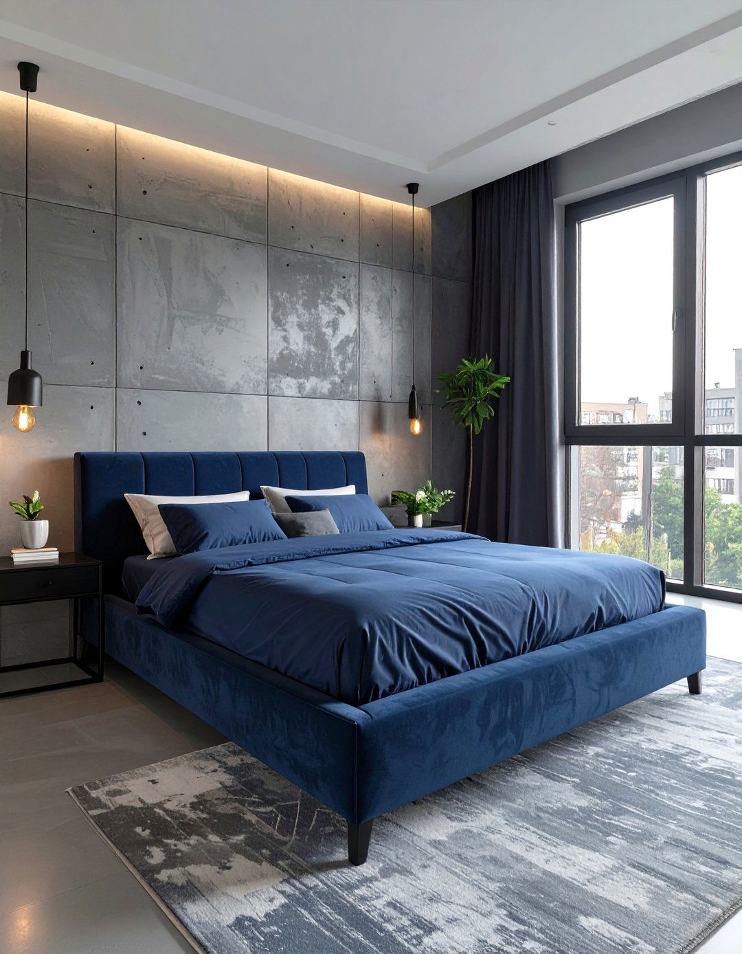 Urban Loft Navy Bedroom - 30 modern navy blue bedroom ideas