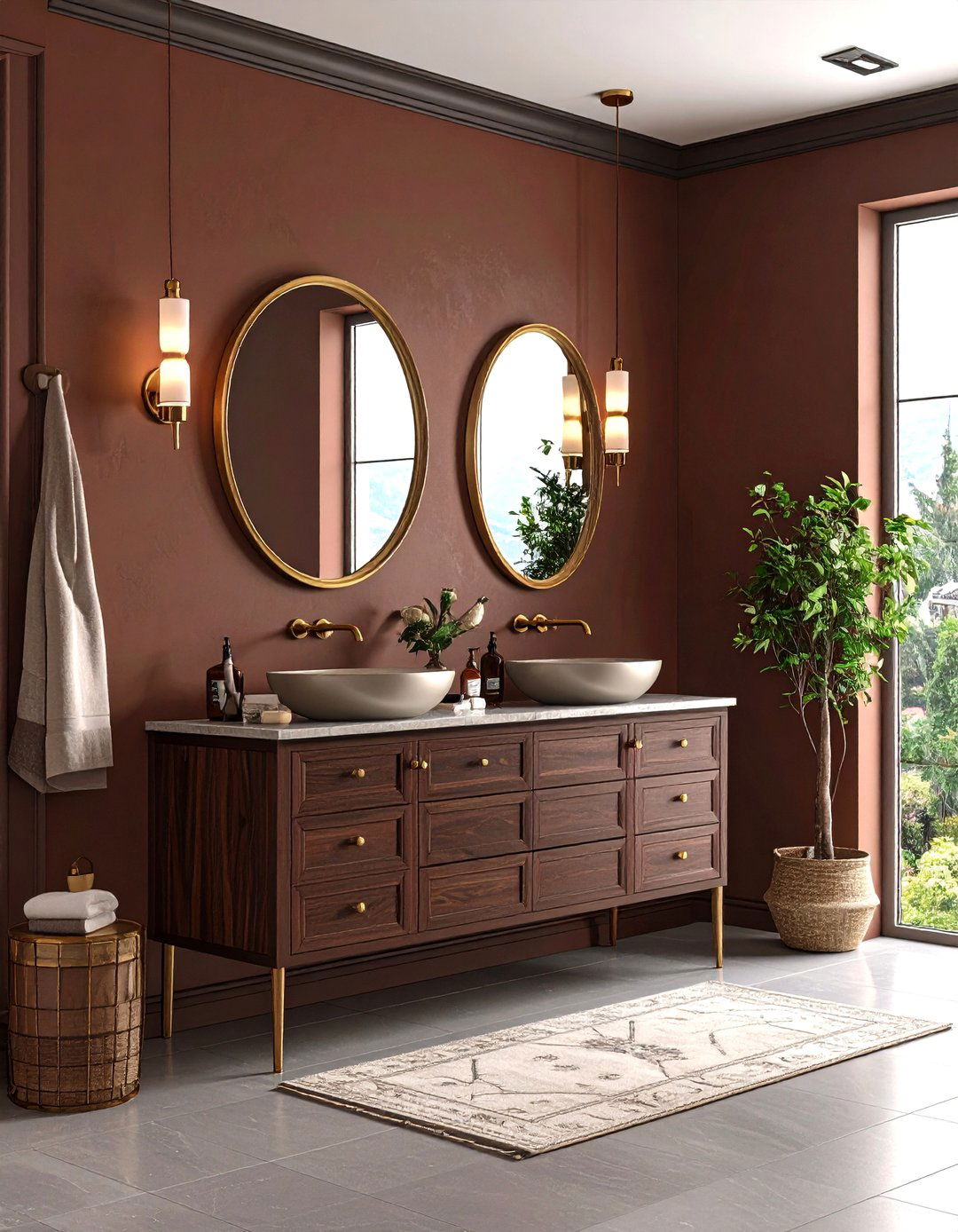 Urbane Bronze A Grounded and Luxurious Powder Room - 30 2025 paint color trends sherwin williams