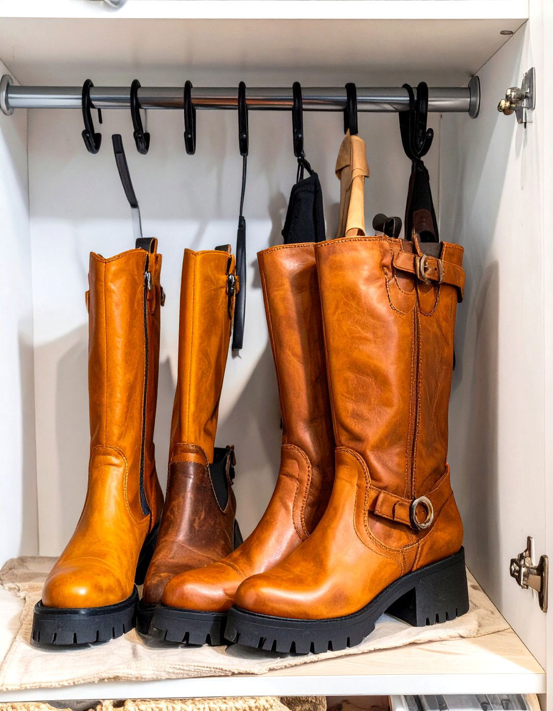 Use Boot Shapers and Clips - 30 small closet organizer ideas