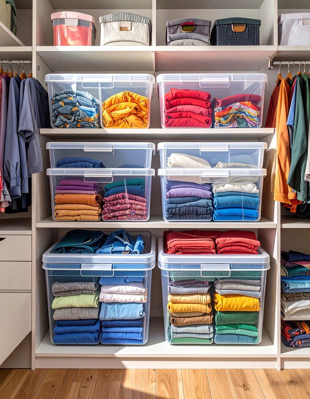 Use Clear Storage Bins for Visibility - 30 small closet organizer ideas